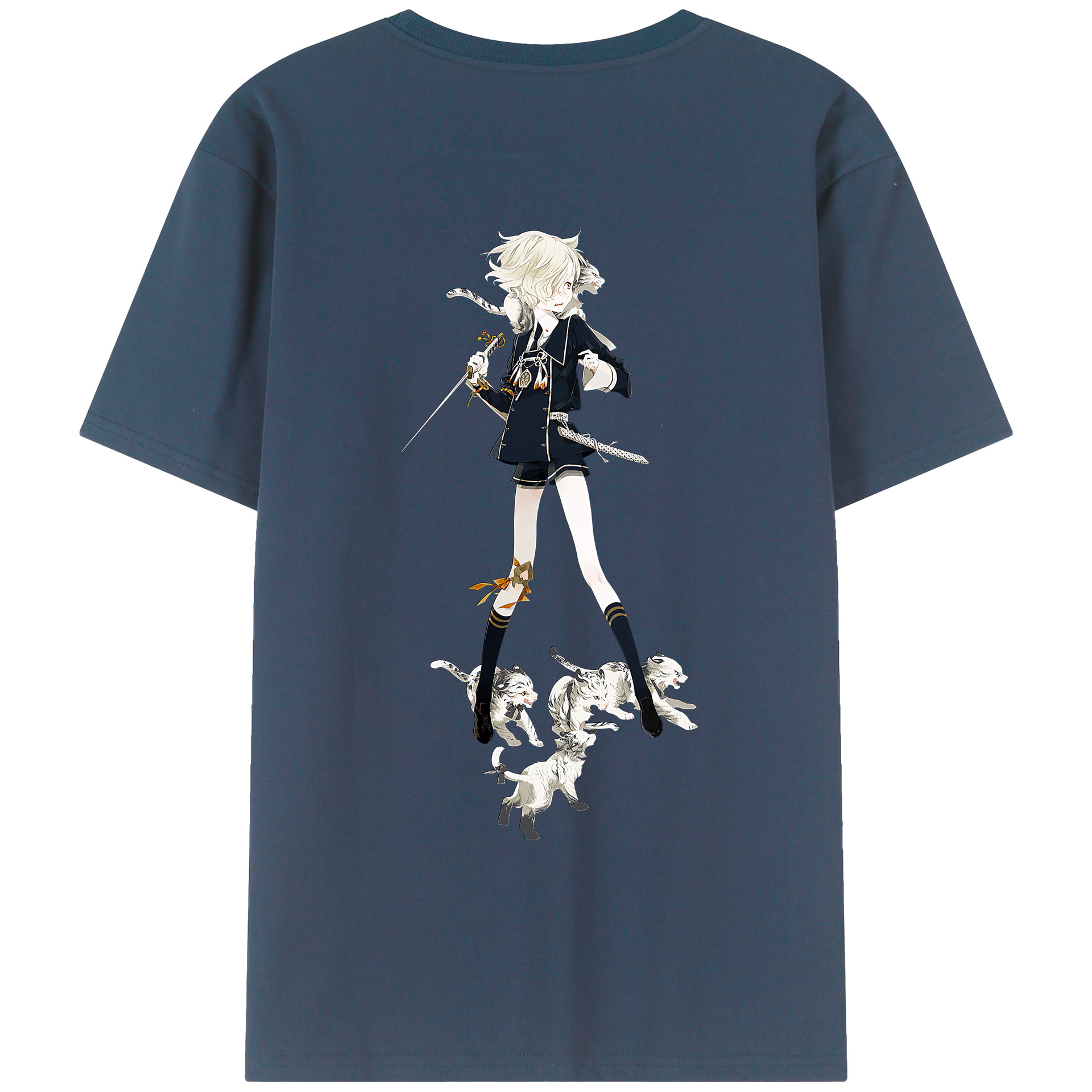 （画像用） 刀剣乱舞 Touken Ranbu 綿100％ メンズ半袖Tシャツ（バックプリント） 通気性