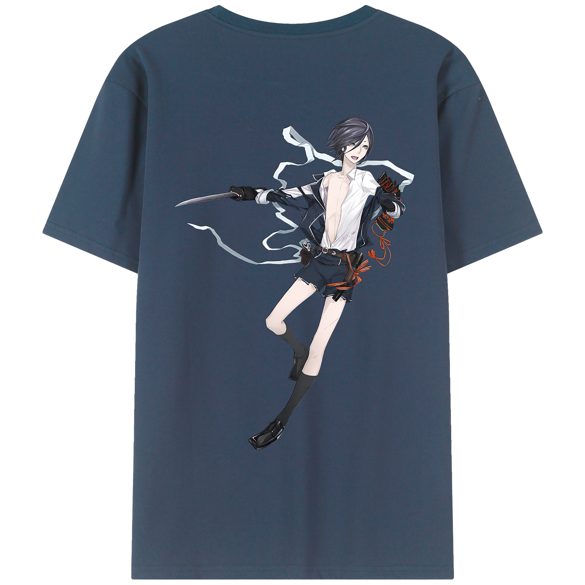 （画像用） 刀剣乱舞 Touken Ranbu 綿100％ メンズ半袖Tシャツ（バックプリント） 通気性