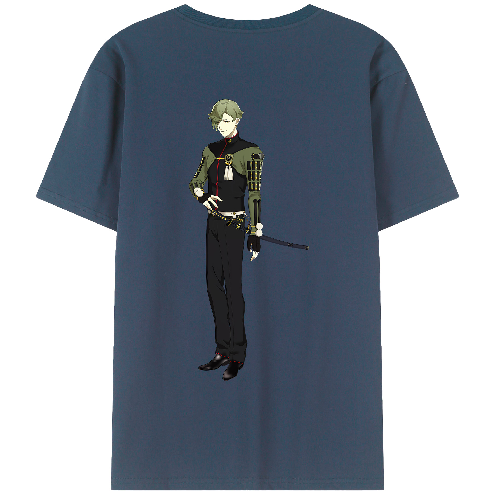 （画像用） 刀剣乱舞 Touken Ranbu 綿100％ メンズ半袖Tシャツ（バックプリント） 通気性