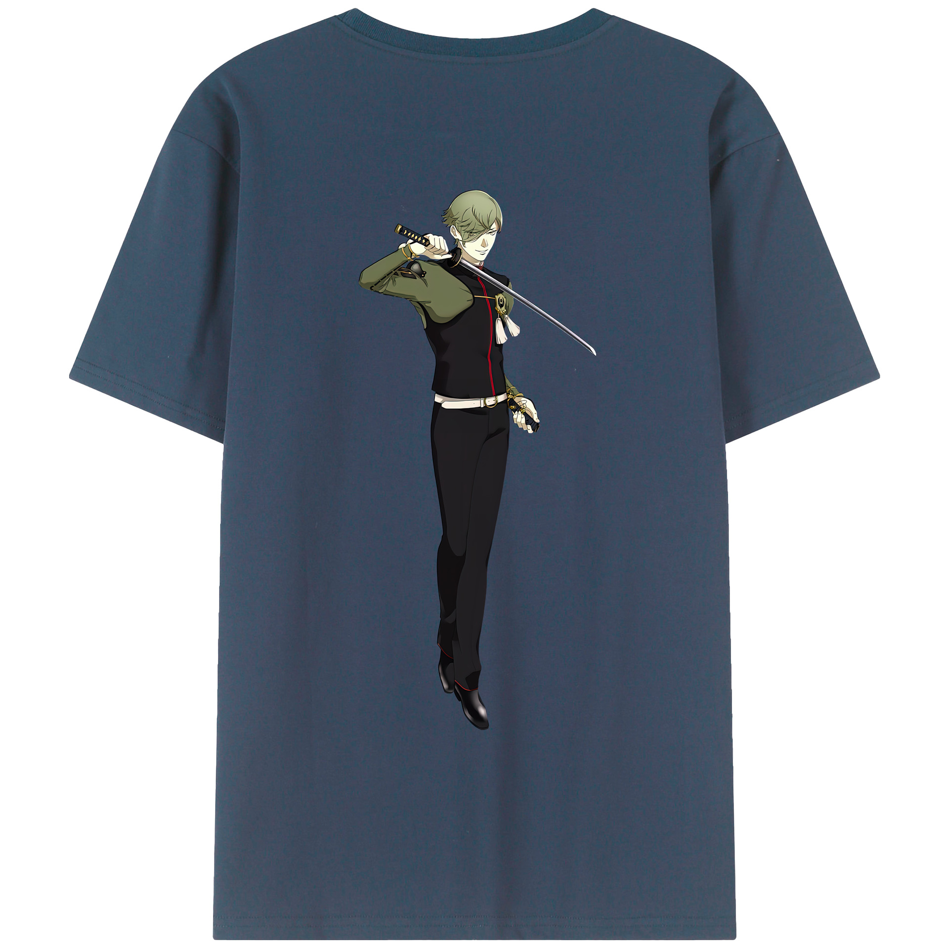 （画像用） 刀剣乱舞 Touken Ranbu 綿100％ メンズ半袖Tシャツ（バックプリント） 通気性