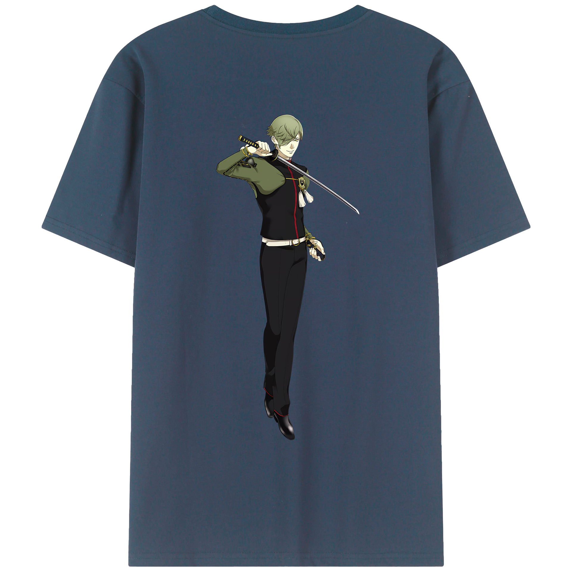 （画像用） 刀剣乱舞 Touken Ranbu 綿100％ メンズ半袖Tシャツ（バックプリント） 通気性