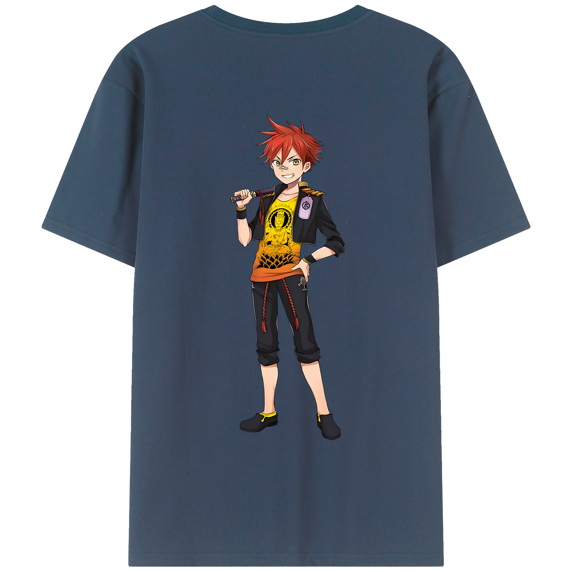 （画像用） 刀剣乱舞 Touken Ranbu 綿100％ メンズ半袖Tシャツ（バックプリント） 通気性