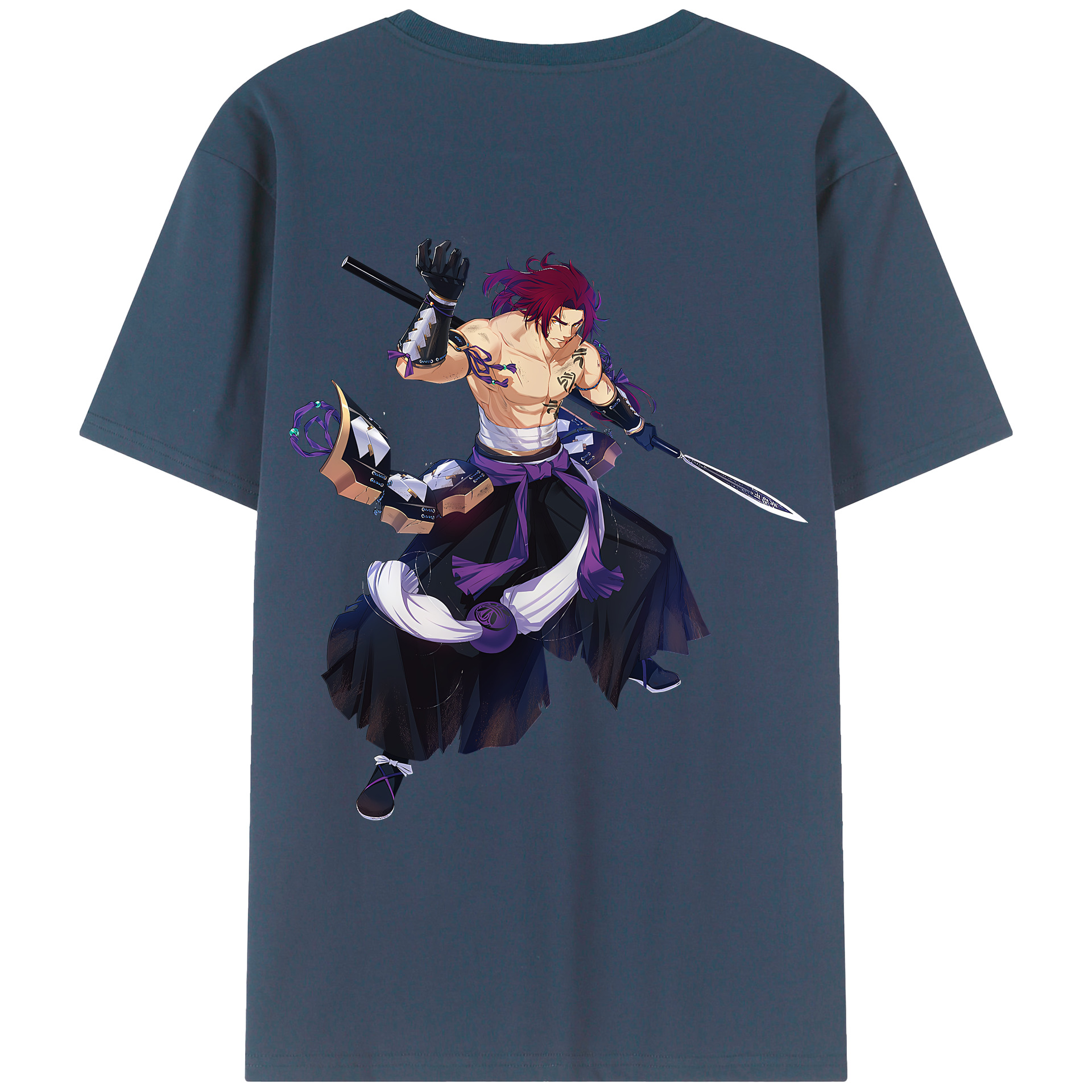 （画像用） 刀剣乱舞 Touken Ranbu 綿100％ メンズ半袖Tシャツ（バックプリント） 通気性