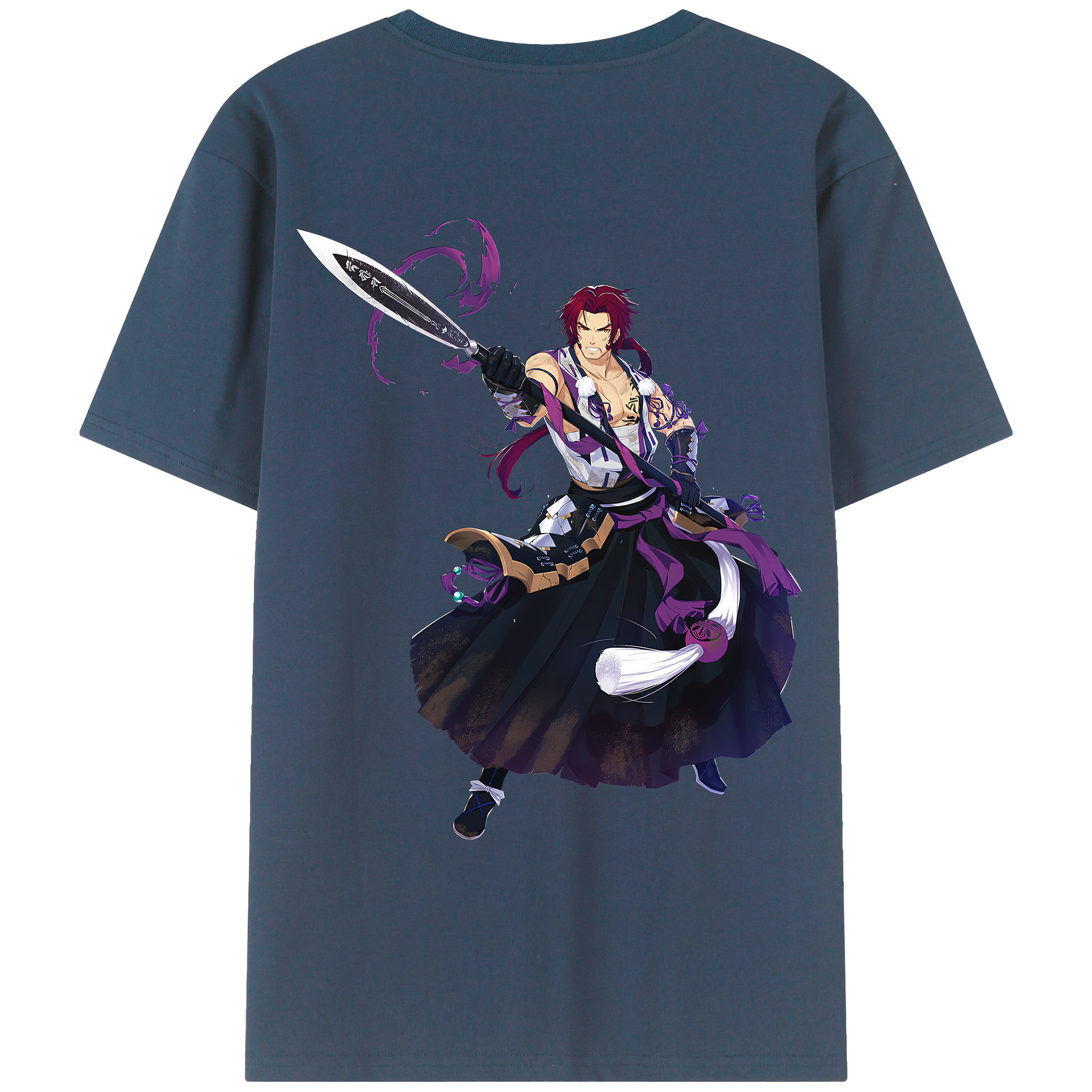 （画像用） 刀剣乱舞 Touken Ranbu 綿100％ メンズ半袖Tシャツ（バックプリント） 通気性