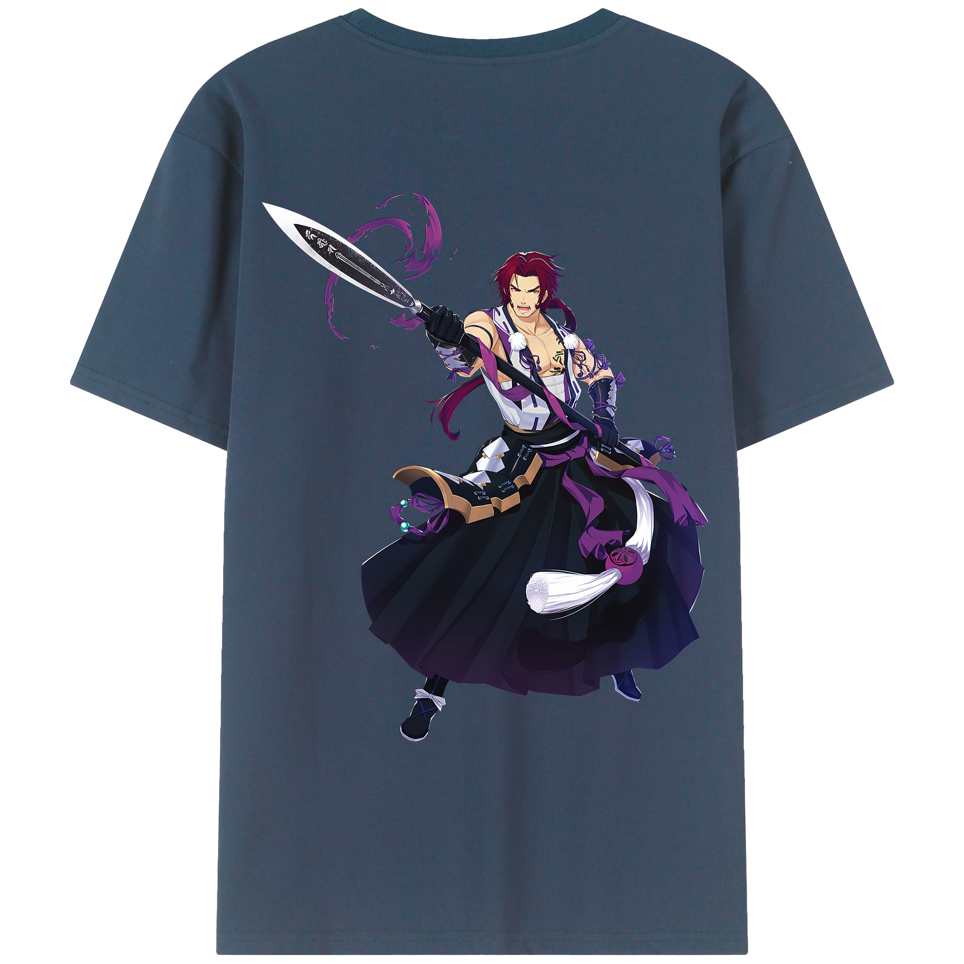 （画像用） 刀剣乱舞 Touken Ranbu 綿100％ メンズ半袖Tシャツ（バックプリント） 通気性