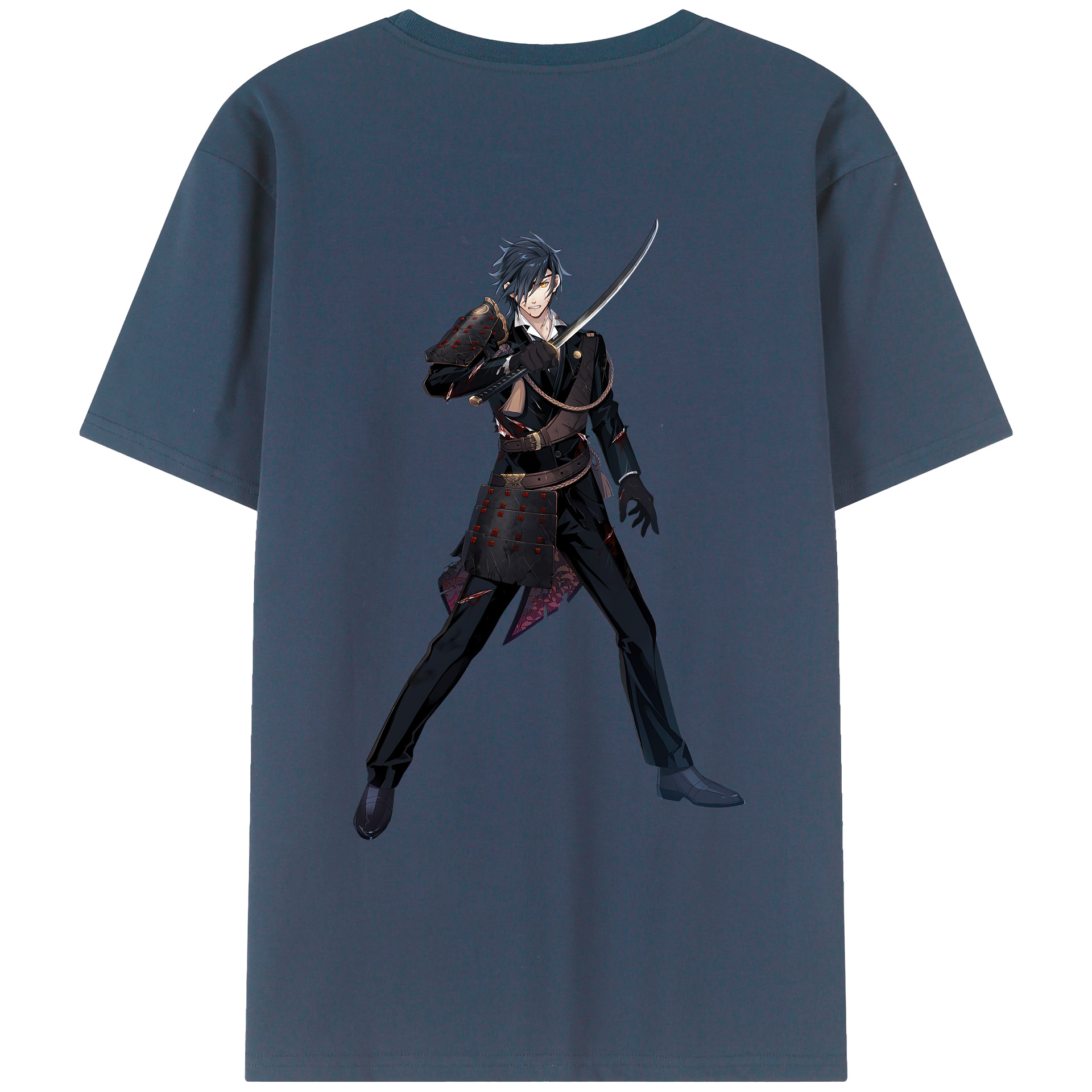 （画像用） 刀剣乱舞 Touken Ranbu 綿100％ メンズ半袖Tシャツ（バックプリント） 通気性