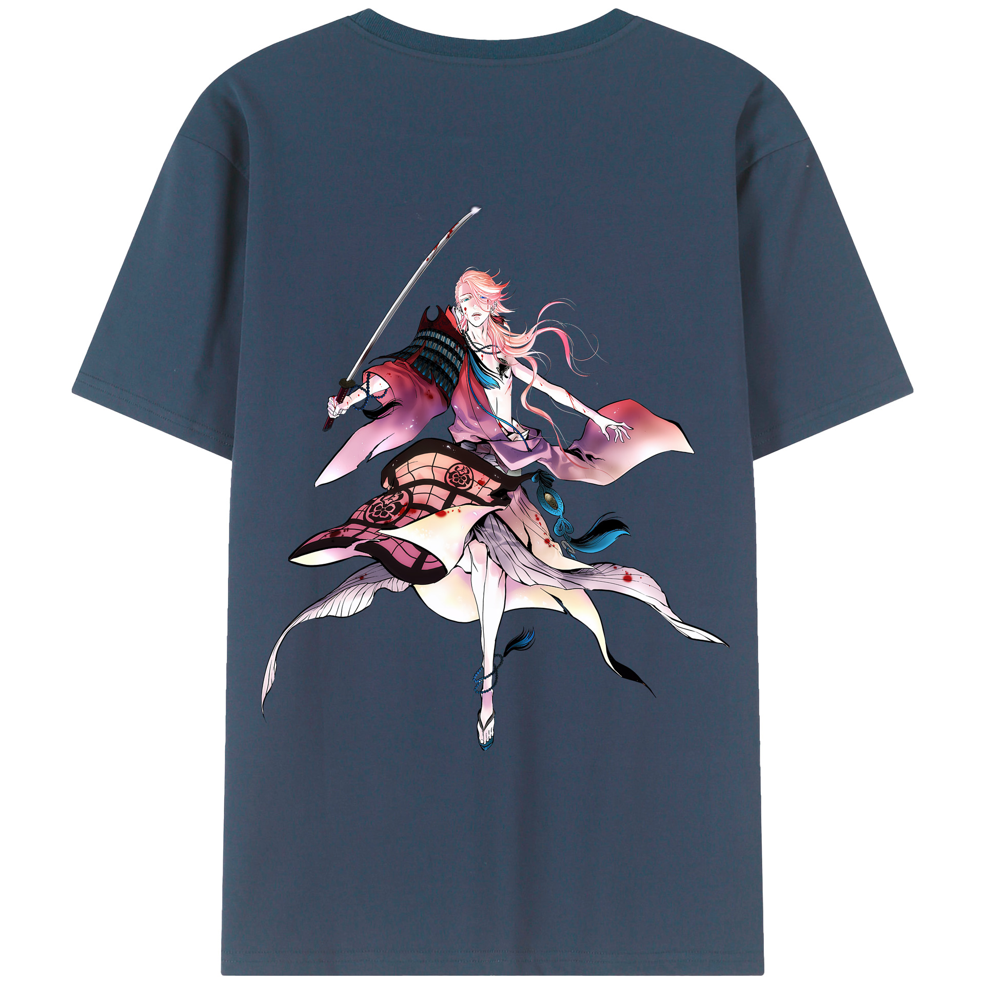 （画像用） 刀剣乱舞 Touken Ranbu 綿100％ メンズ半袖Tシャツ（バックプリント） 通気性