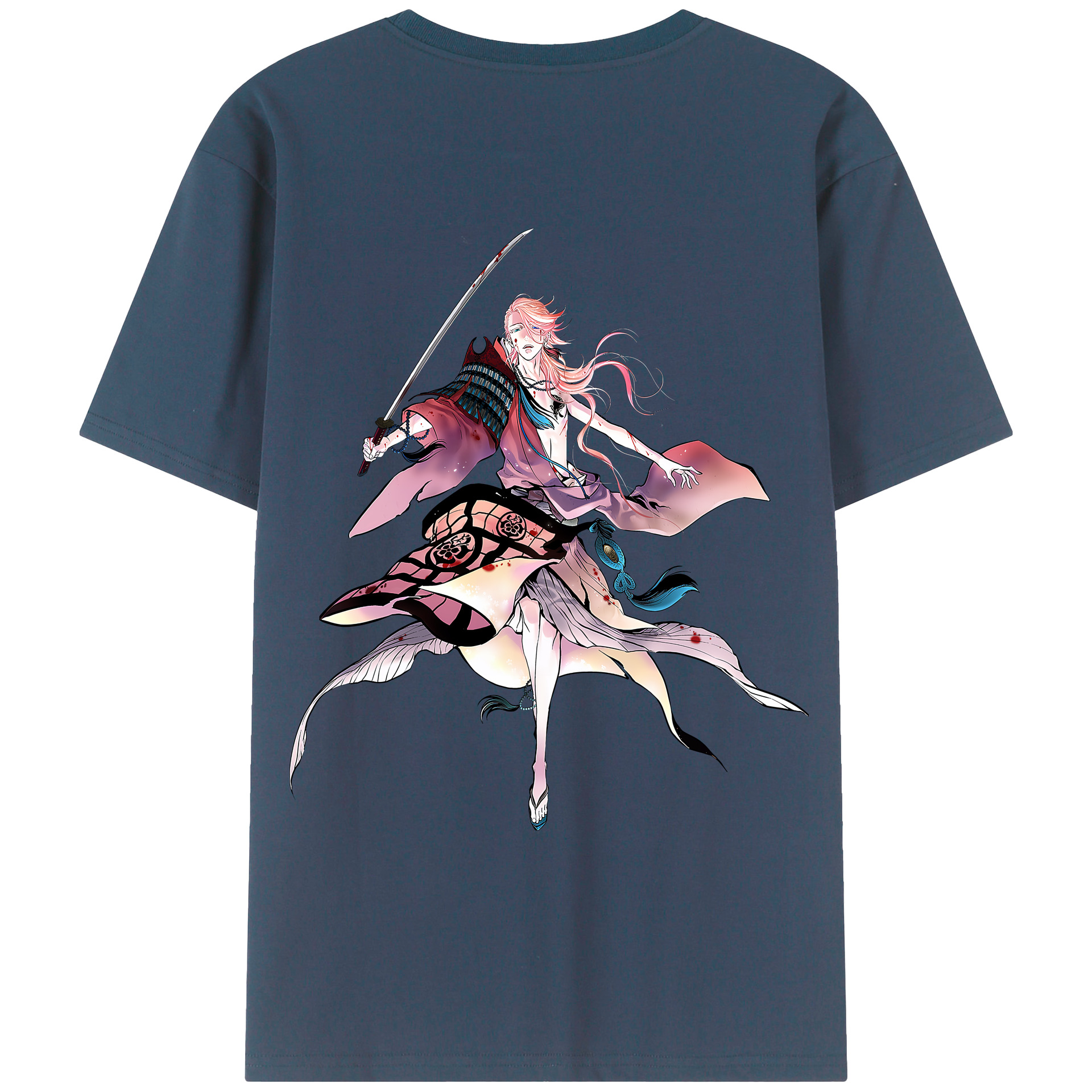 （画像用） 刀剣乱舞 Touken Ranbu 綿100％ メンズ半袖Tシャツ（バックプリント） 通気性