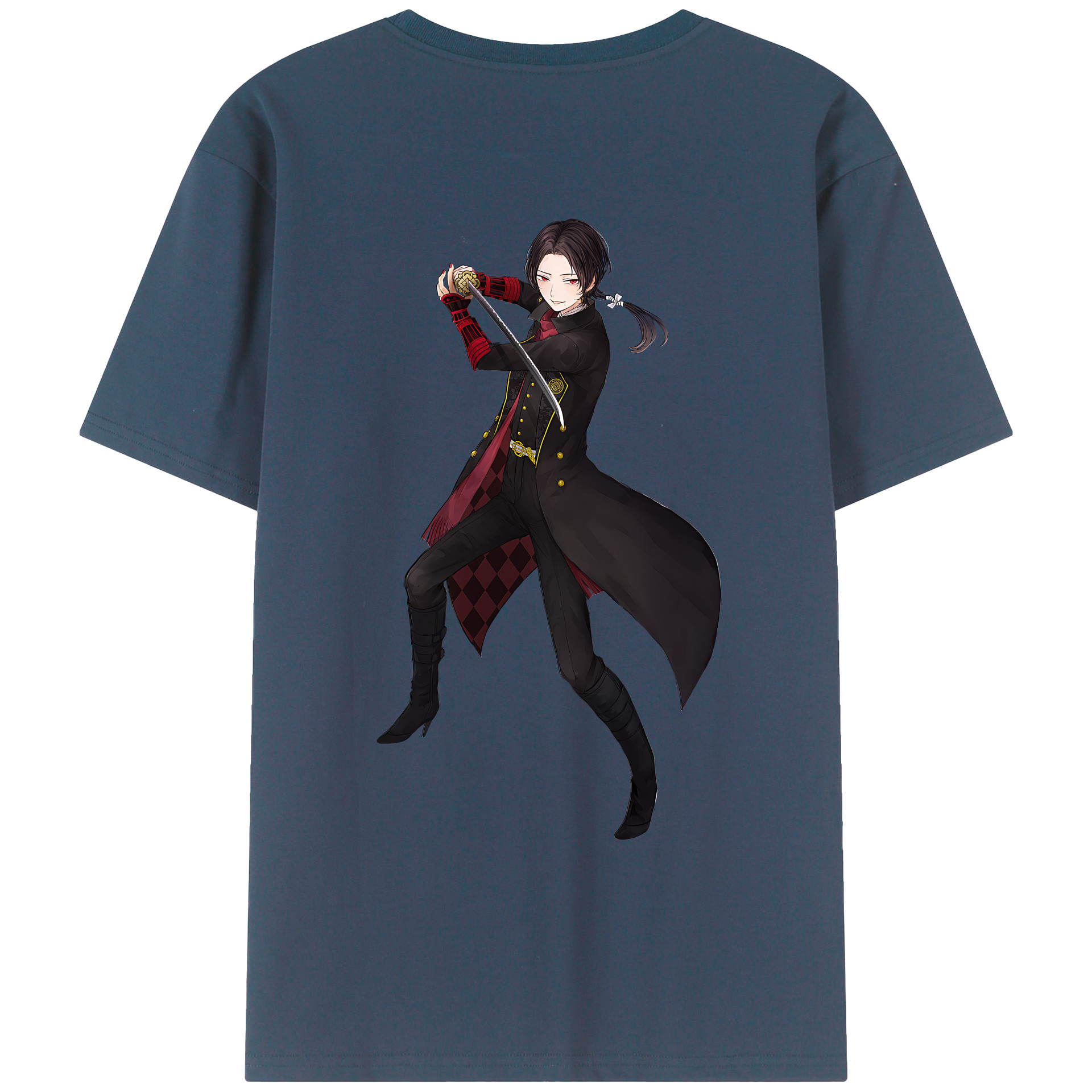 （画像用） 刀剣乱舞 Touken Ranbu 綿100％ メンズ半袖Tシャツ（バックプリント） 通気性