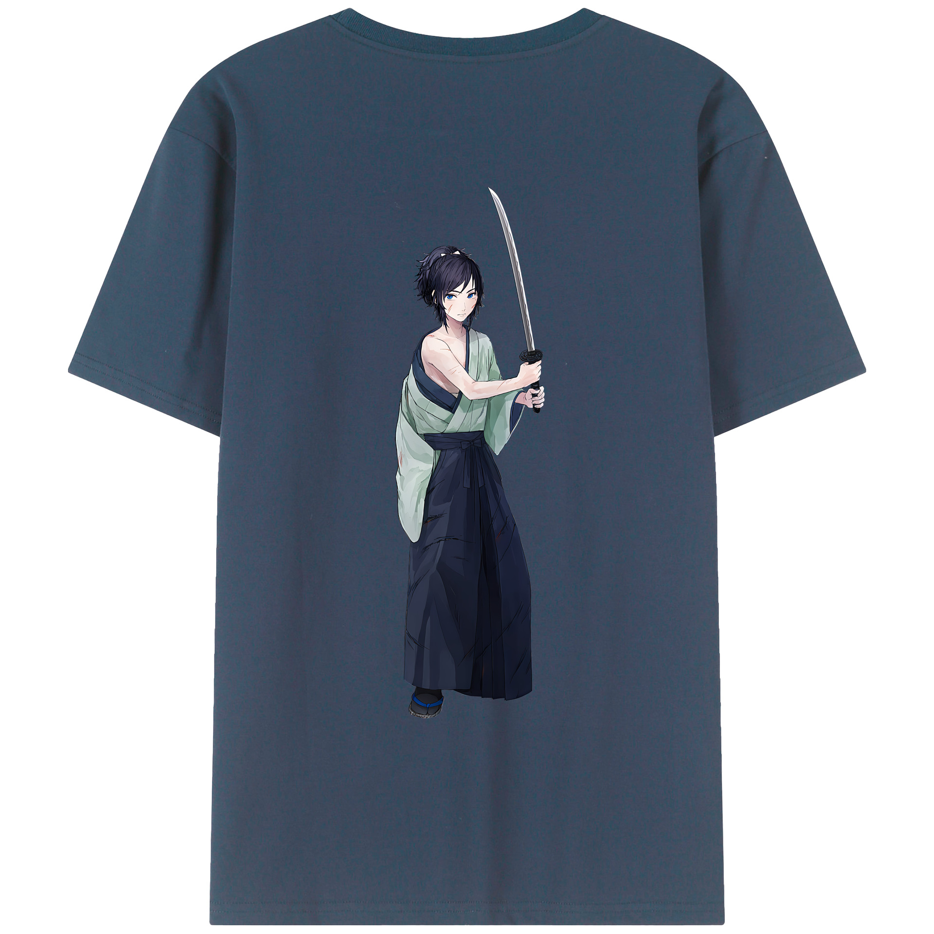 （画像用） 刀剣乱舞 Touken Ranbu 綿100％ メンズ半袖Tシャツ（バックプリント） 通気性
