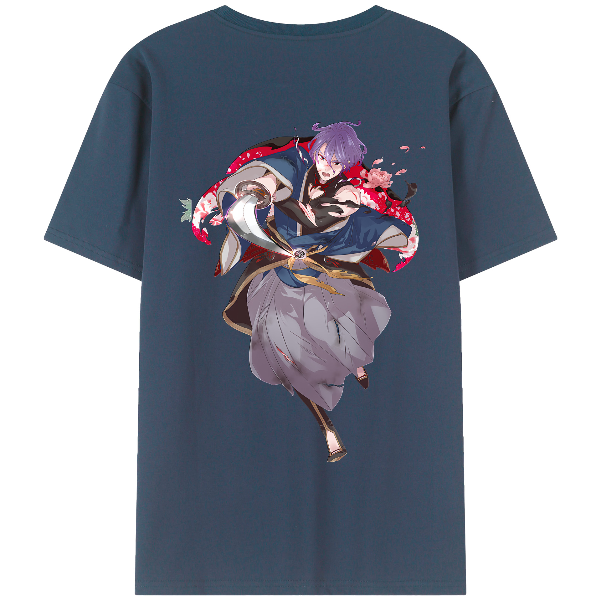 （画像用） 刀剣乱舞 Touken Ranbu 綿100％ メンズ半袖Tシャツ（バックプリント） 通気性