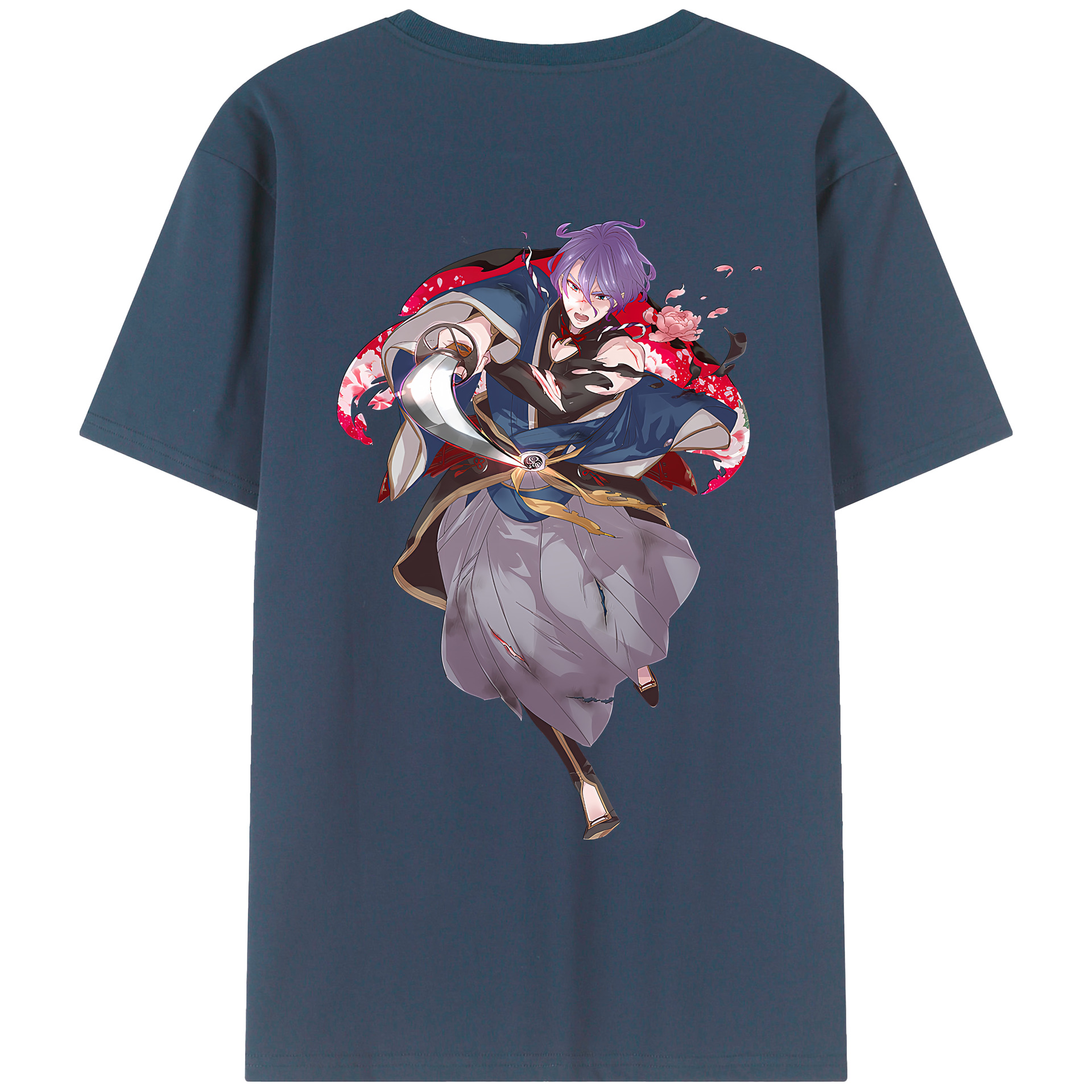 （画像用） 刀剣乱舞 Touken Ranbu 綿100％ メンズ半袖Tシャツ（バックプリント） 通気性
