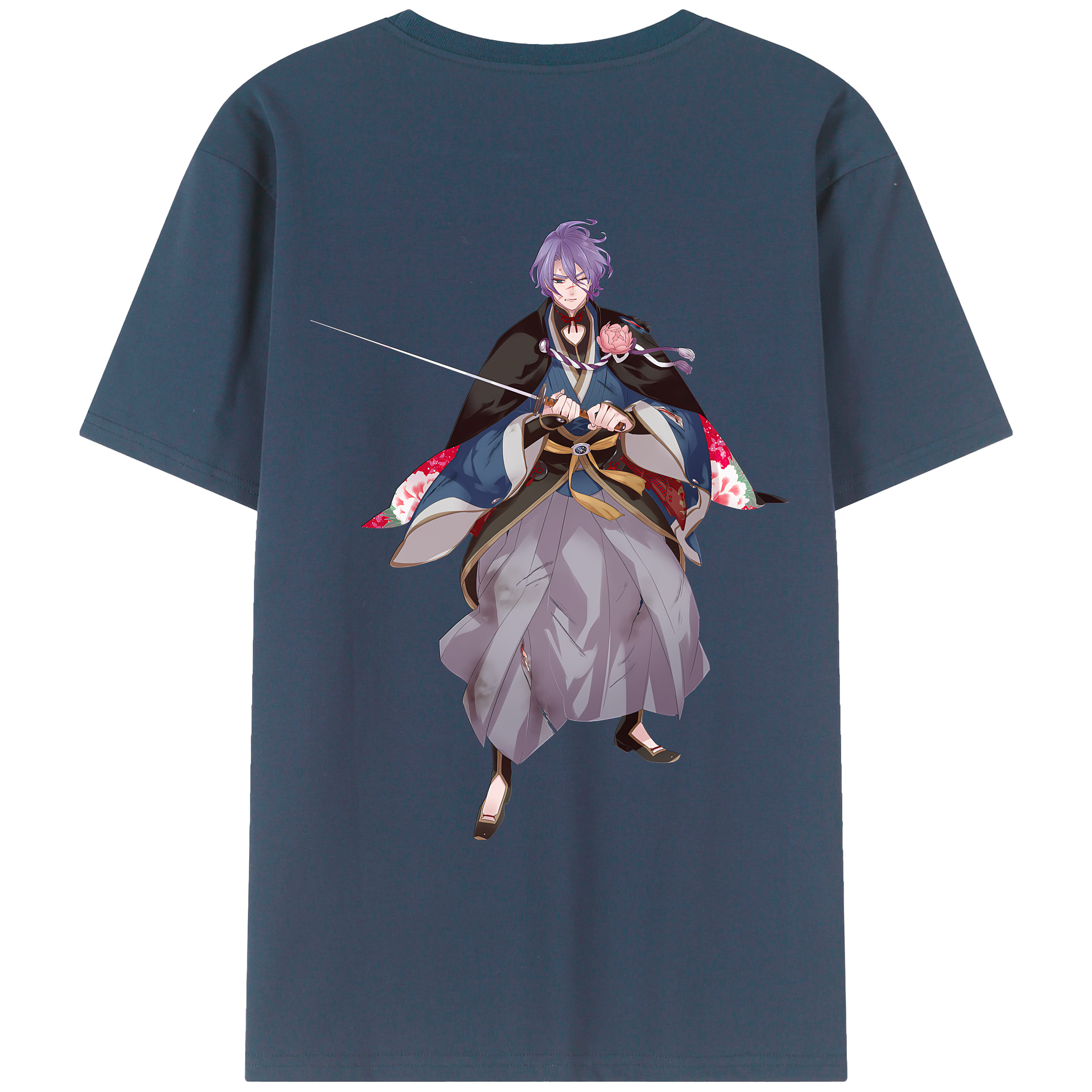 （画像用） 刀剣乱舞 Touken Ranbu 綿100％ メンズ半袖Tシャツ（バックプリント） 通気性