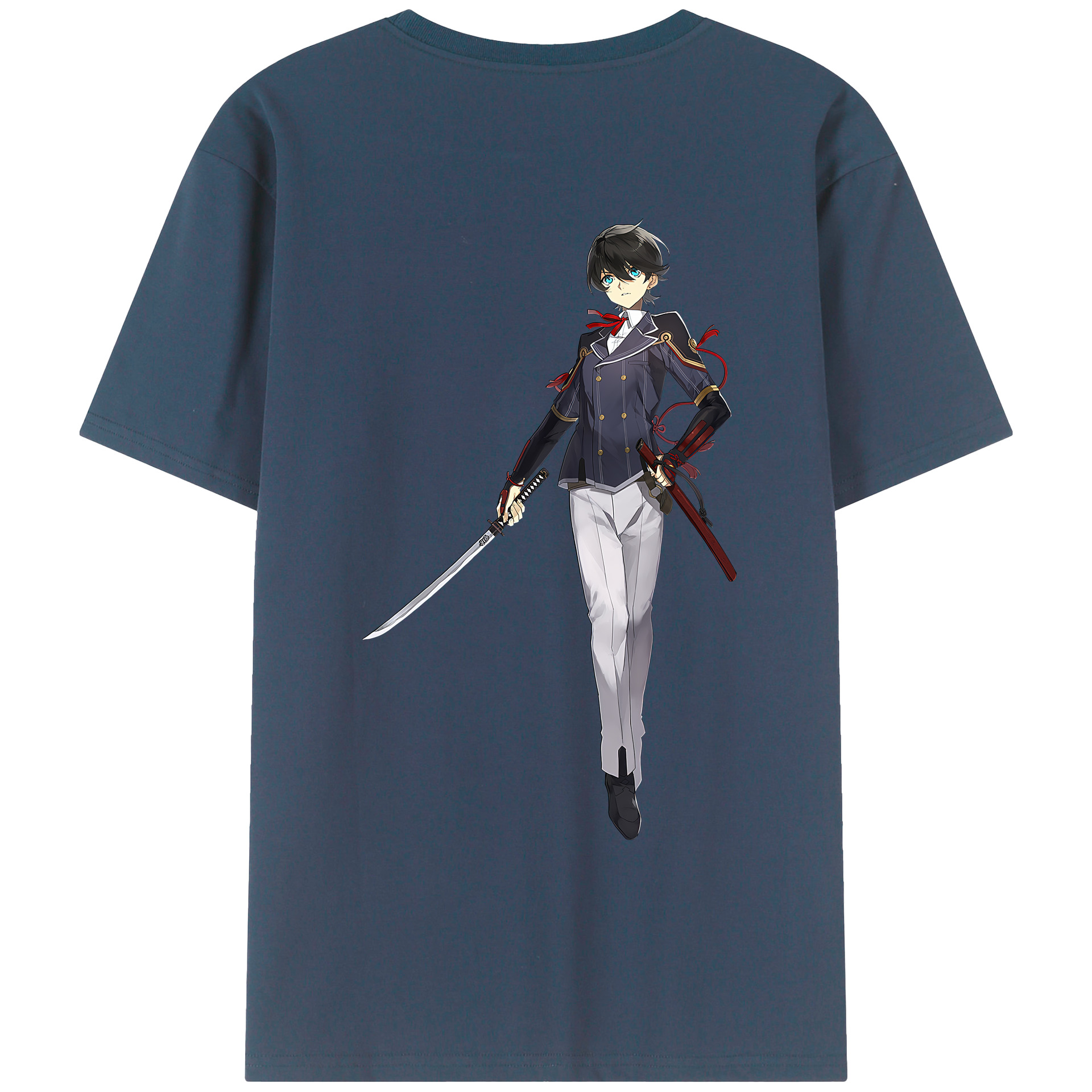 （画像用） 刀剣乱舞 Touken Ranbu 綿100％ メンズ半袖Tシャツ（バックプリント） 通気性
