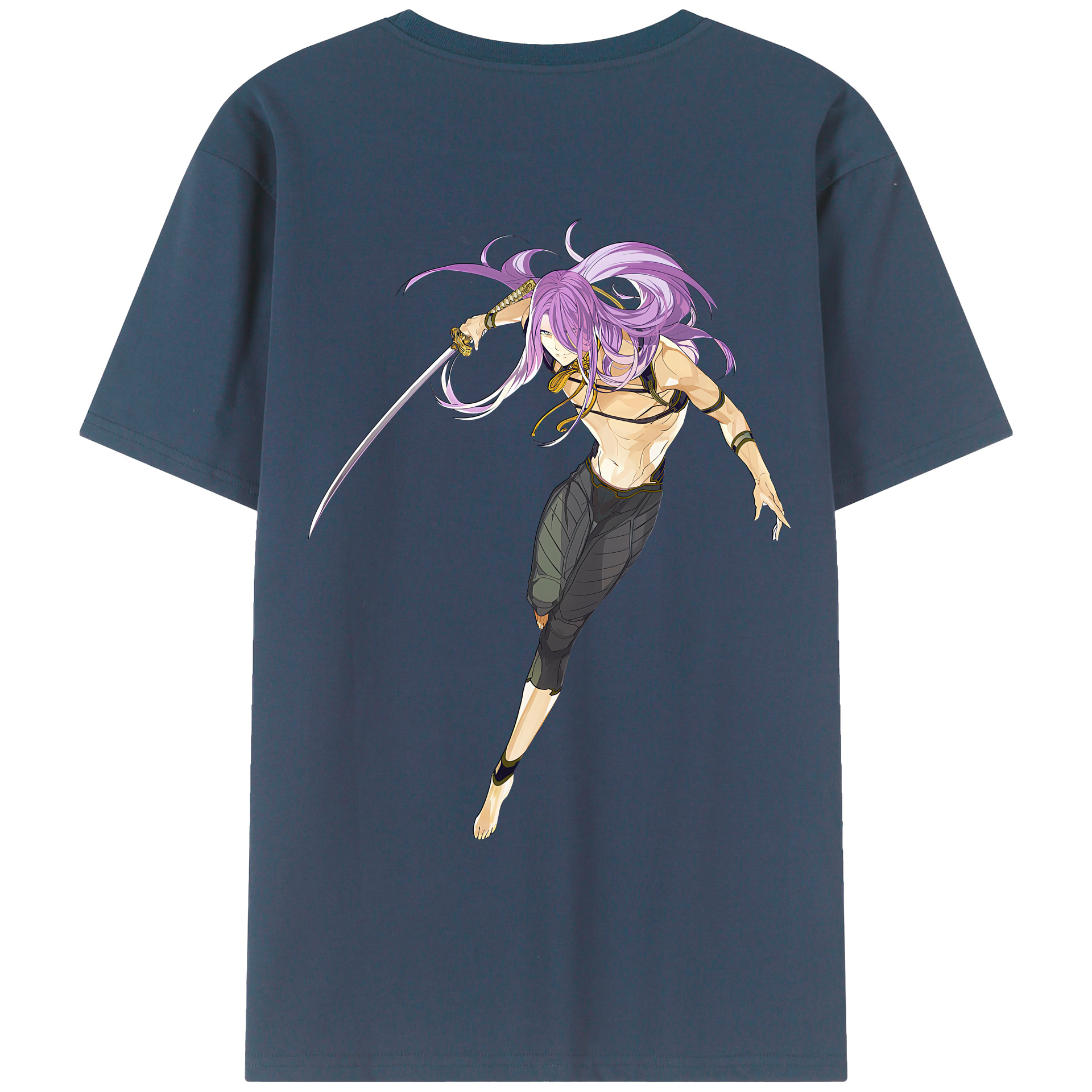 （画像用） 刀剣乱舞 Touken Ranbu 綿100％ メンズ半袖Tシャツ（バックプリント） 通気性