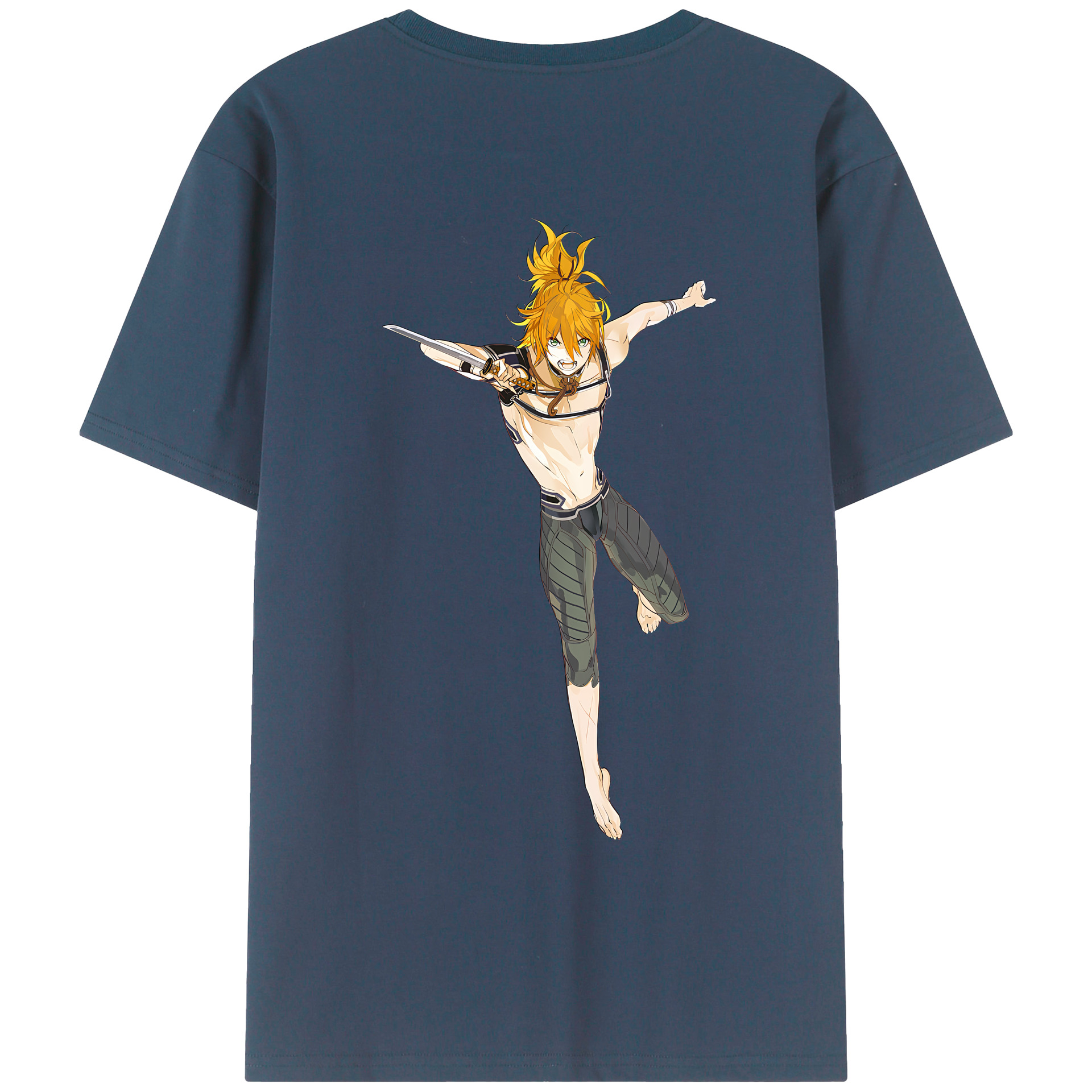 （画像用） 刀剣乱舞 Touken Ranbu 綿100％ メンズ半袖Tシャツ（バックプリント） 通気性