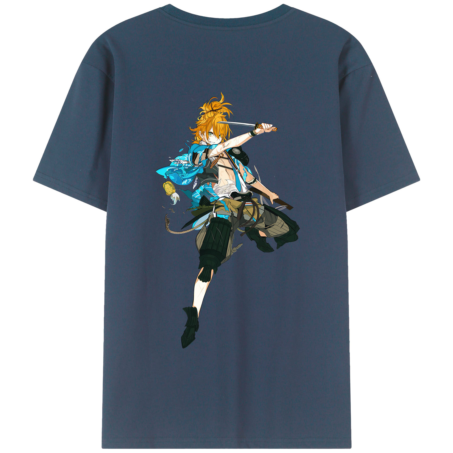 （画像用） 刀剣乱舞 Touken Ranbu 綿100％ メンズ半袖Tシャツ（バックプリント） 通気性
