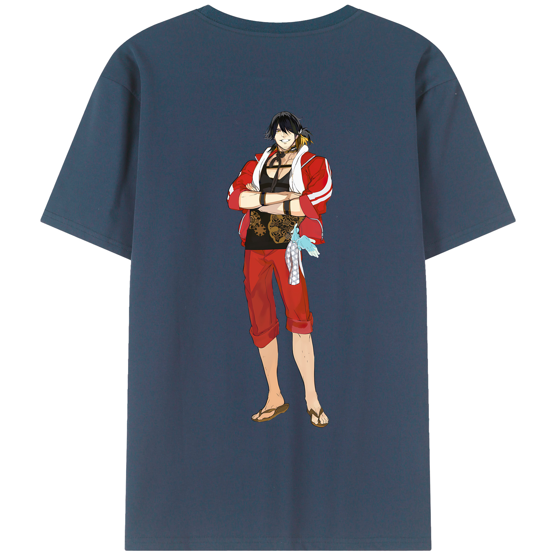 （画像用） 刀剣乱舞 Touken Ranbu 綿100％ メンズ半袖Tシャツ（バックプリント） 通気性