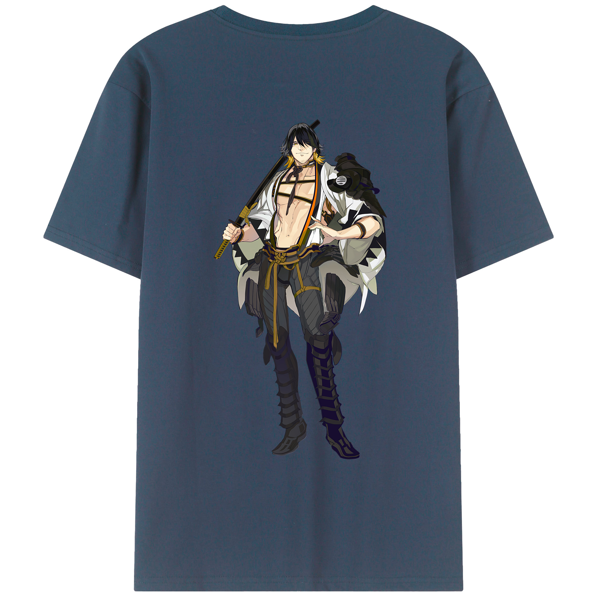 （画像用） 刀剣乱舞 Touken Ranbu 綿100％ メンズ半袖Tシャツ（バックプリント） 通気性