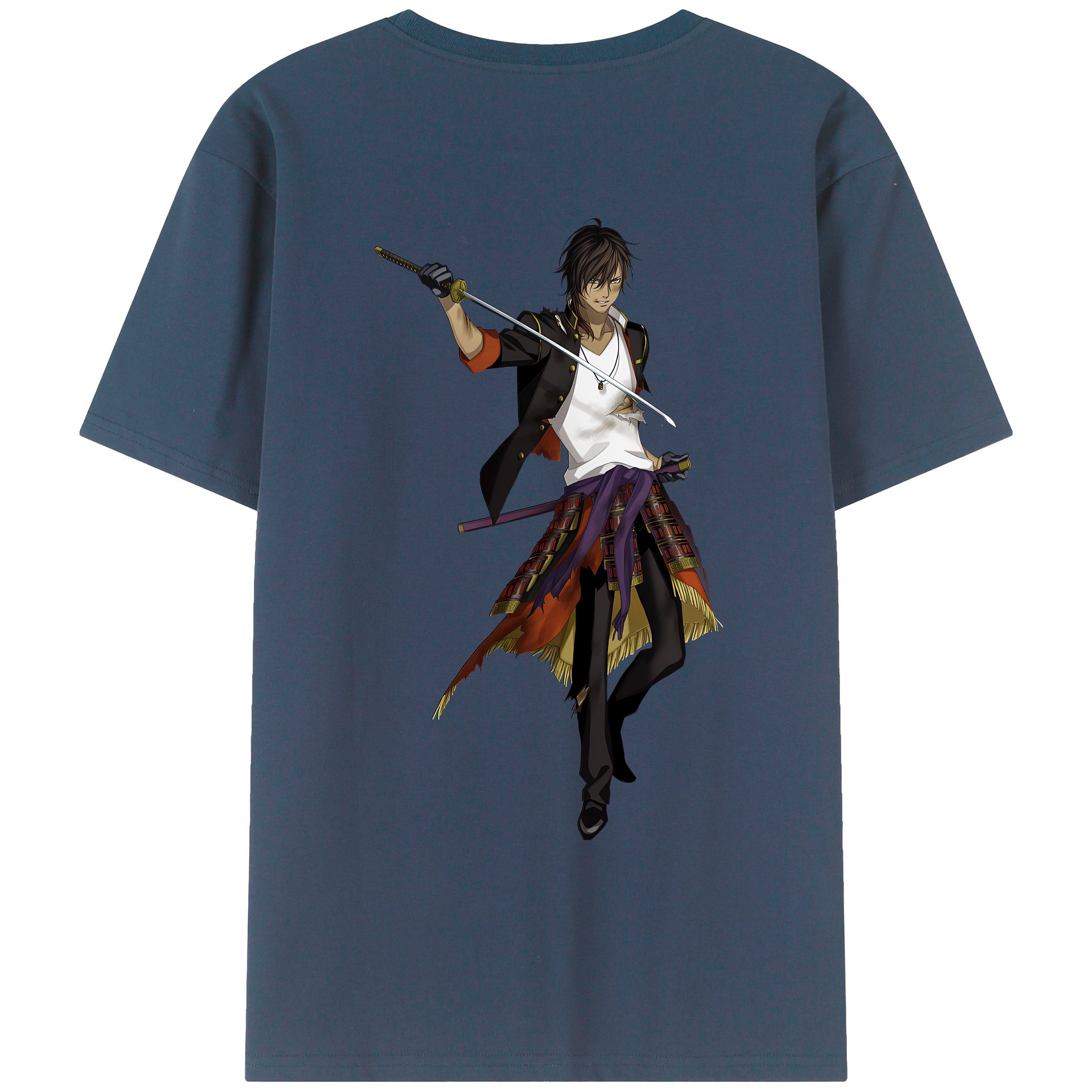 （画像用） 刀剣乱舞 Touken Ranbu 綿100％ メンズ半袖Tシャツ（バックプリント） 通気性