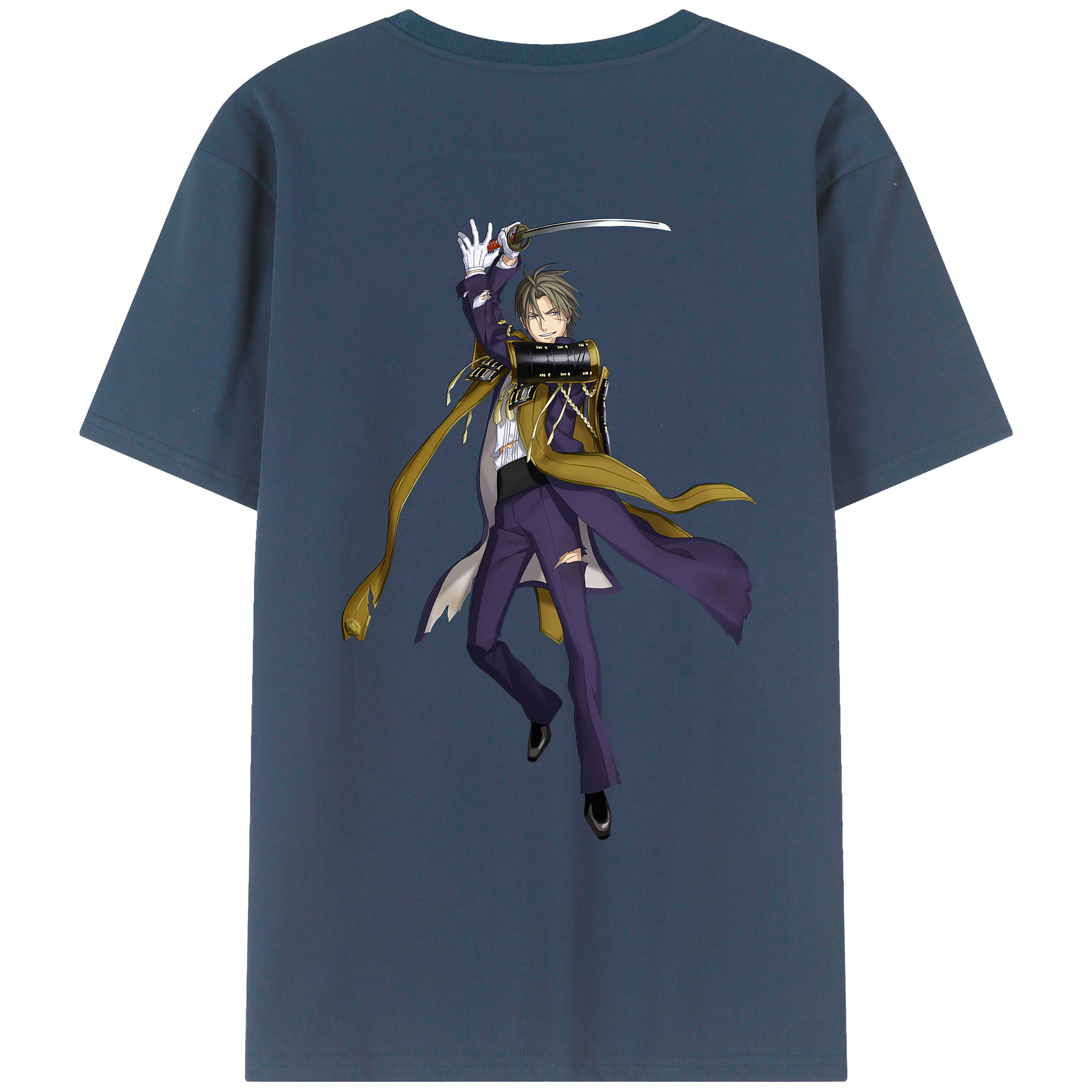 （画像用） 刀剣乱舞 Touken Ranbu 綿100％ メンズ半袖Tシャツ（バックプリント） 通気性