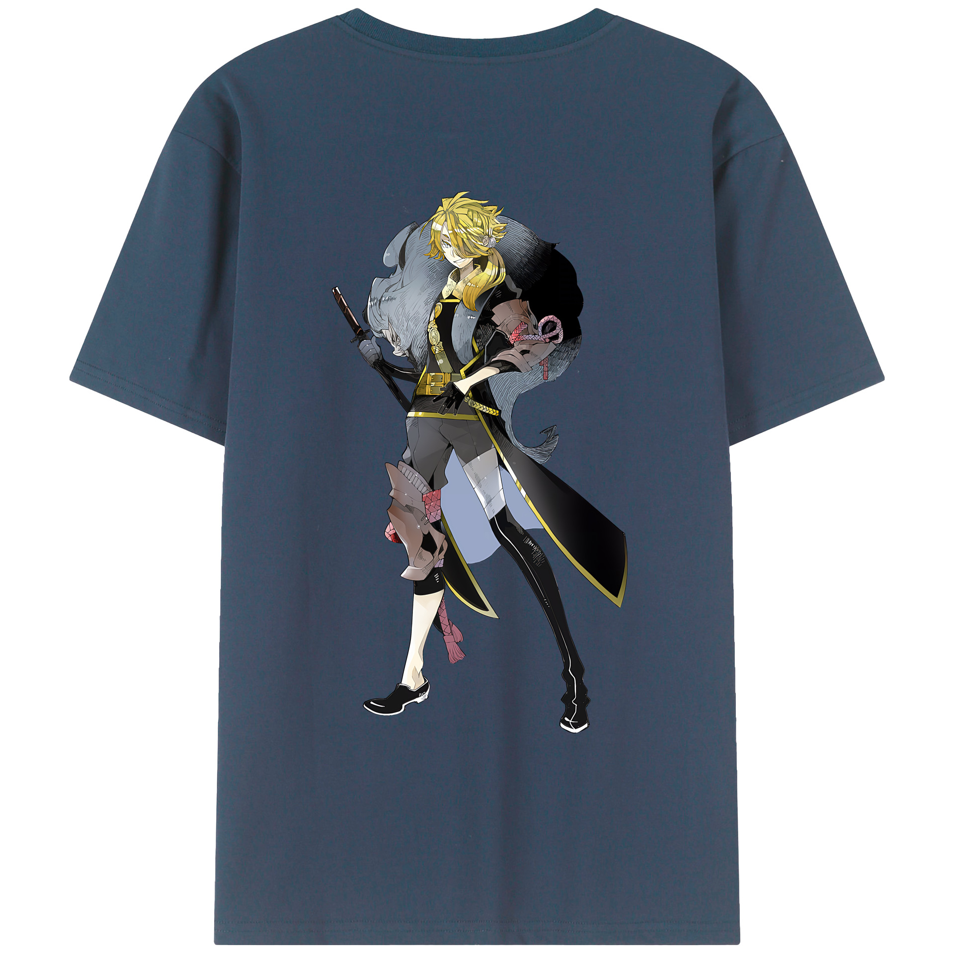 （画像用） 刀剣乱舞 Touken Ranbu 綿100％ メンズ半袖Tシャツ（バックプリント） 通気性