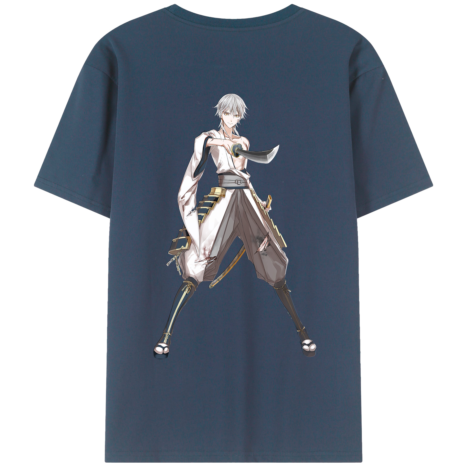 （画像用） 刀剣乱舞 Touken Ranbu 綿100％ メンズ半袖Tシャツ（バックプリント） 通気性