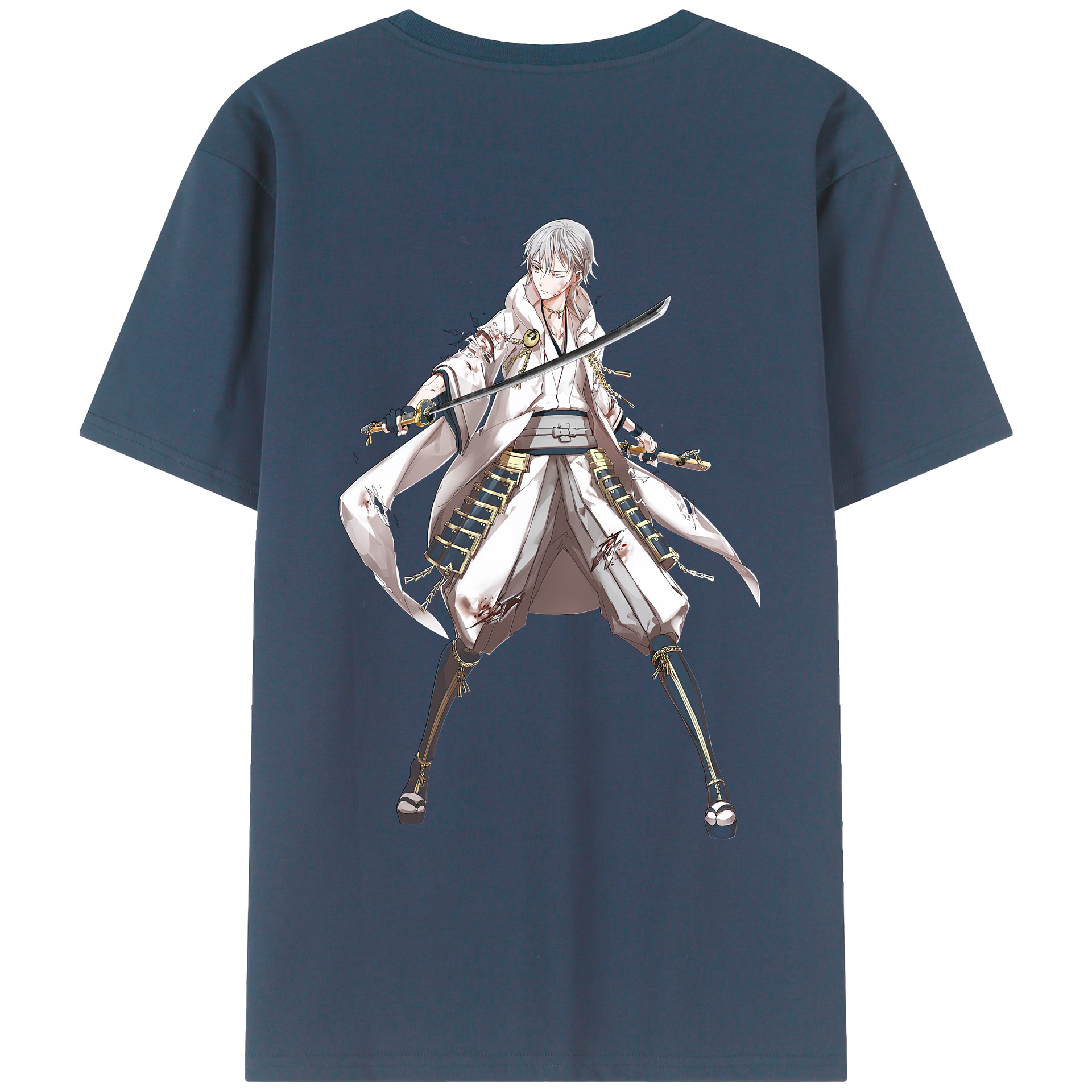 （画像用） 刀剣乱舞 Touken Ranbu 綿100％ メンズ半袖Tシャツ（バックプリント） 通気性