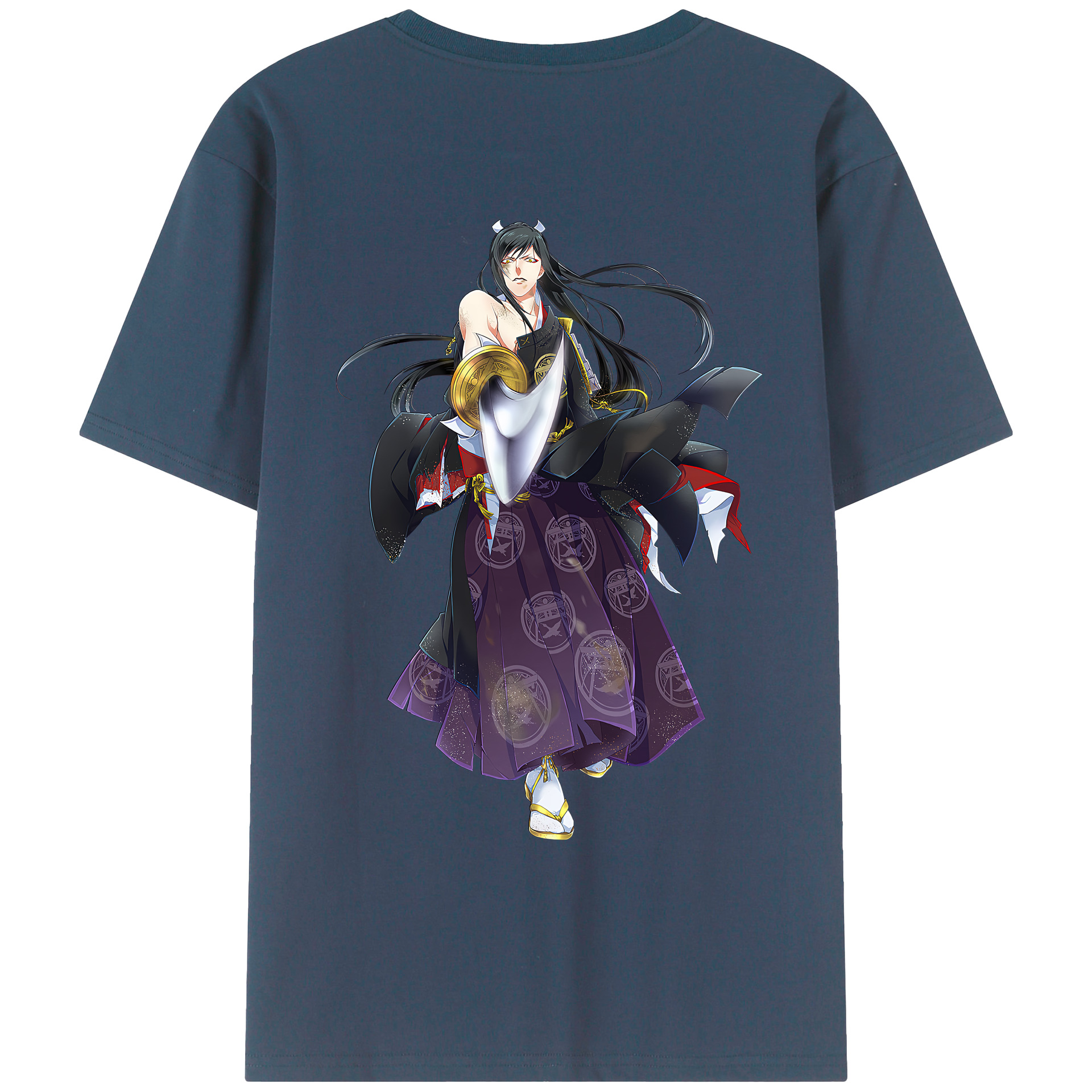 （画像用） 刀剣乱舞 Touken Ranbu 綿100％ メンズ半袖Tシャツ（バックプリント） 通気性