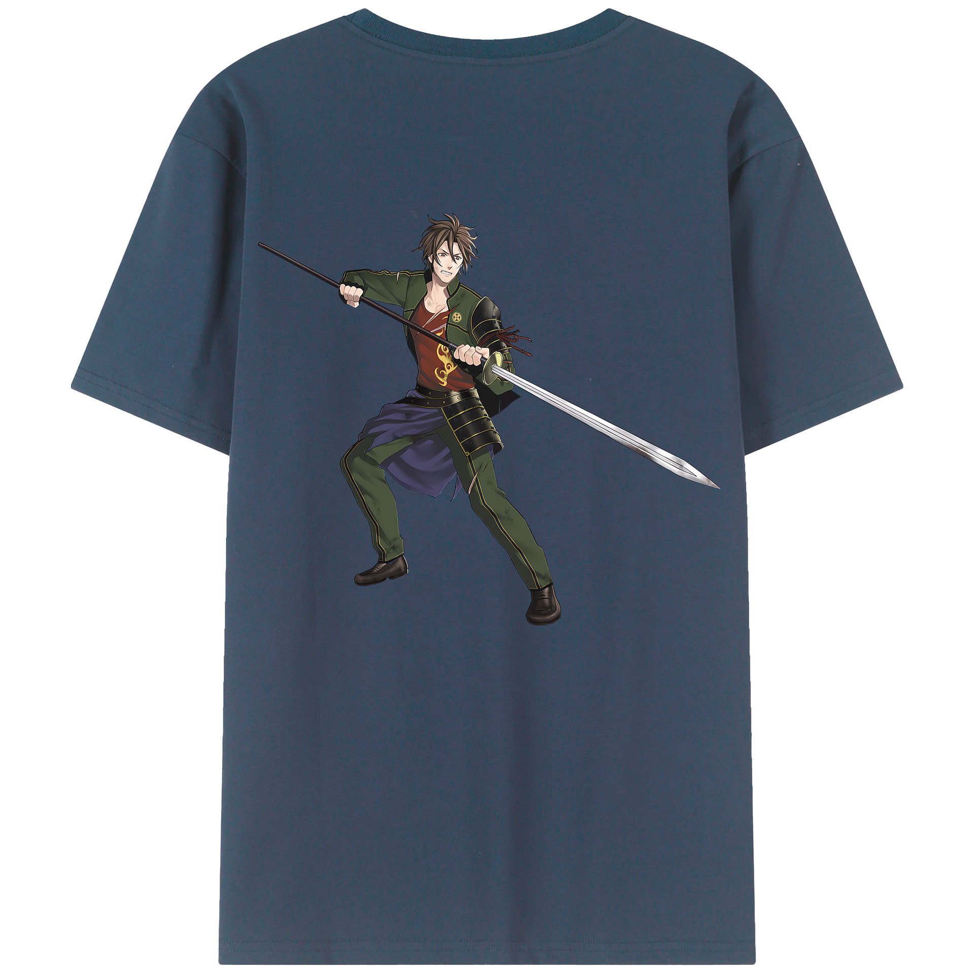 （画像用） 刀剣乱舞 Touken Ranbu 綿100％ メンズ半袖Tシャツ（バックプリント） 通気性