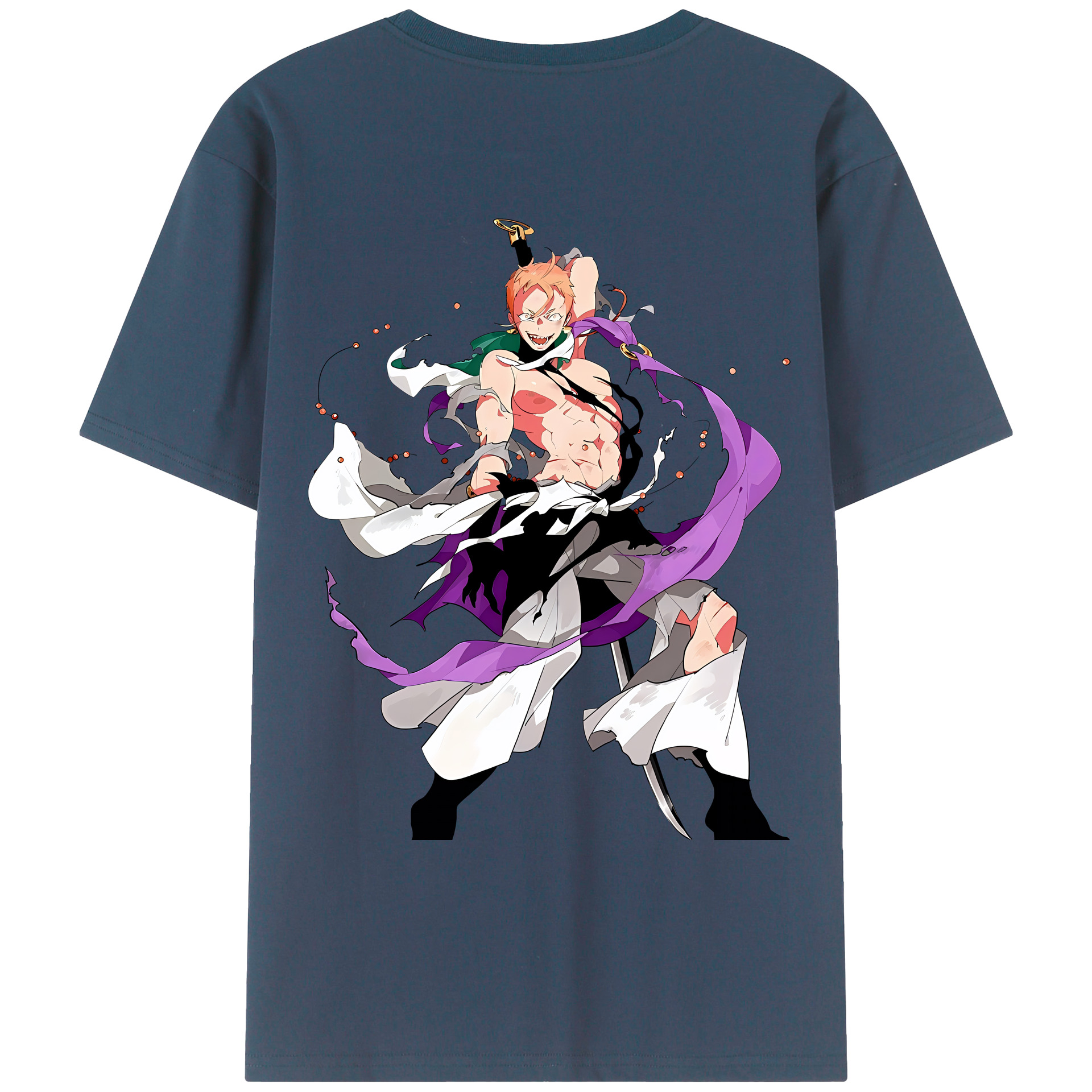 （画像用） 刀剣乱舞 Touken Ranbu 綿100％ メンズ半袖Tシャツ（バックプリント） 通気性