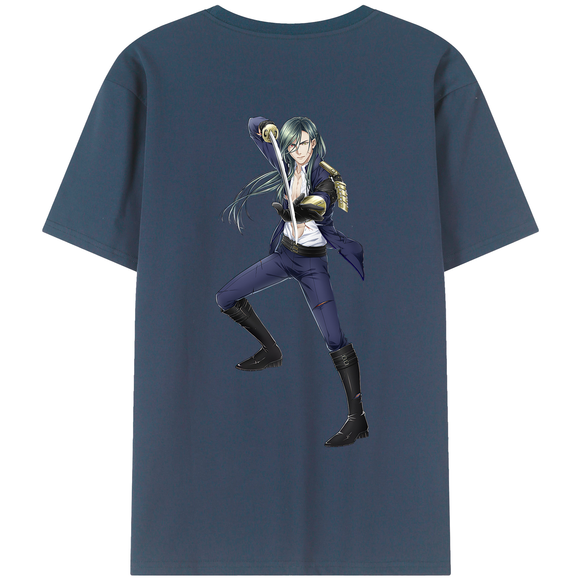 （画像用） 刀剣乱舞 Touken Ranbu 綿100％ メンズ半袖Tシャツ（バックプリント） 通気性