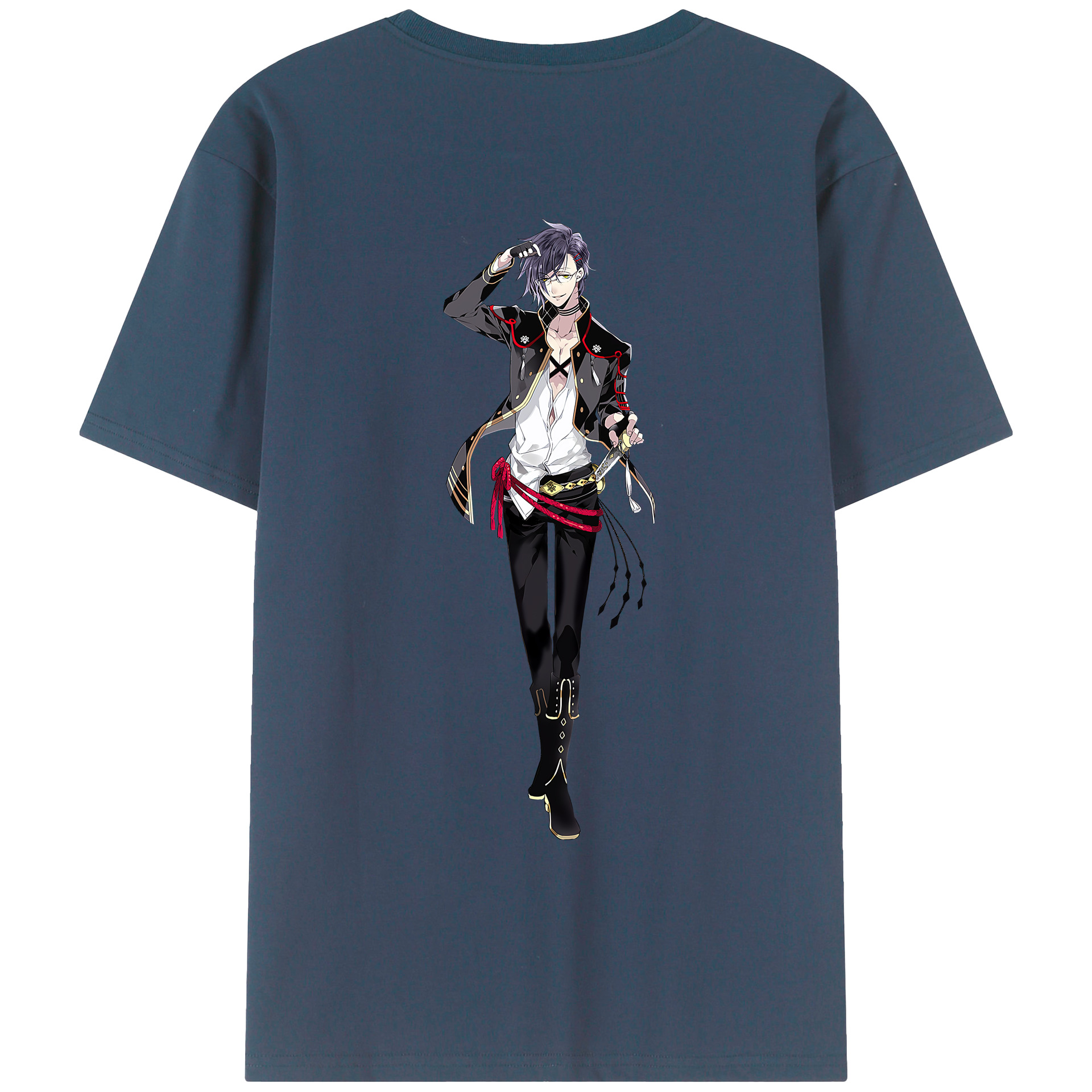（画像用） 刀剣乱舞 Touken Ranbu 綿100％ メンズ半袖Tシャツ（バックプリント） 通気性