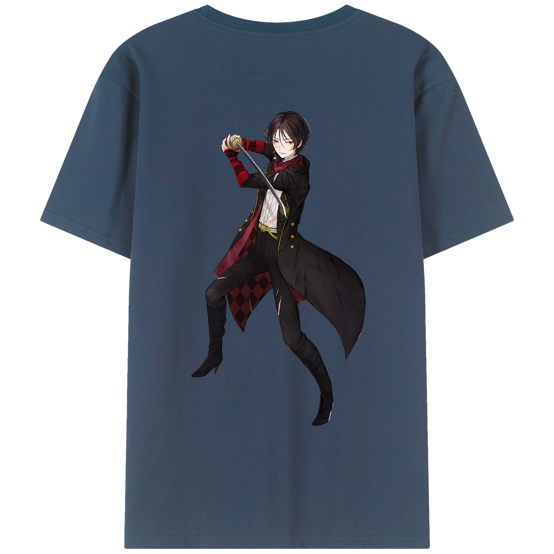 （画像用） 刀剣乱舞 Touken Ranbu 綿100％ メンズ半袖Tシャツ（バックプリント） 通気性