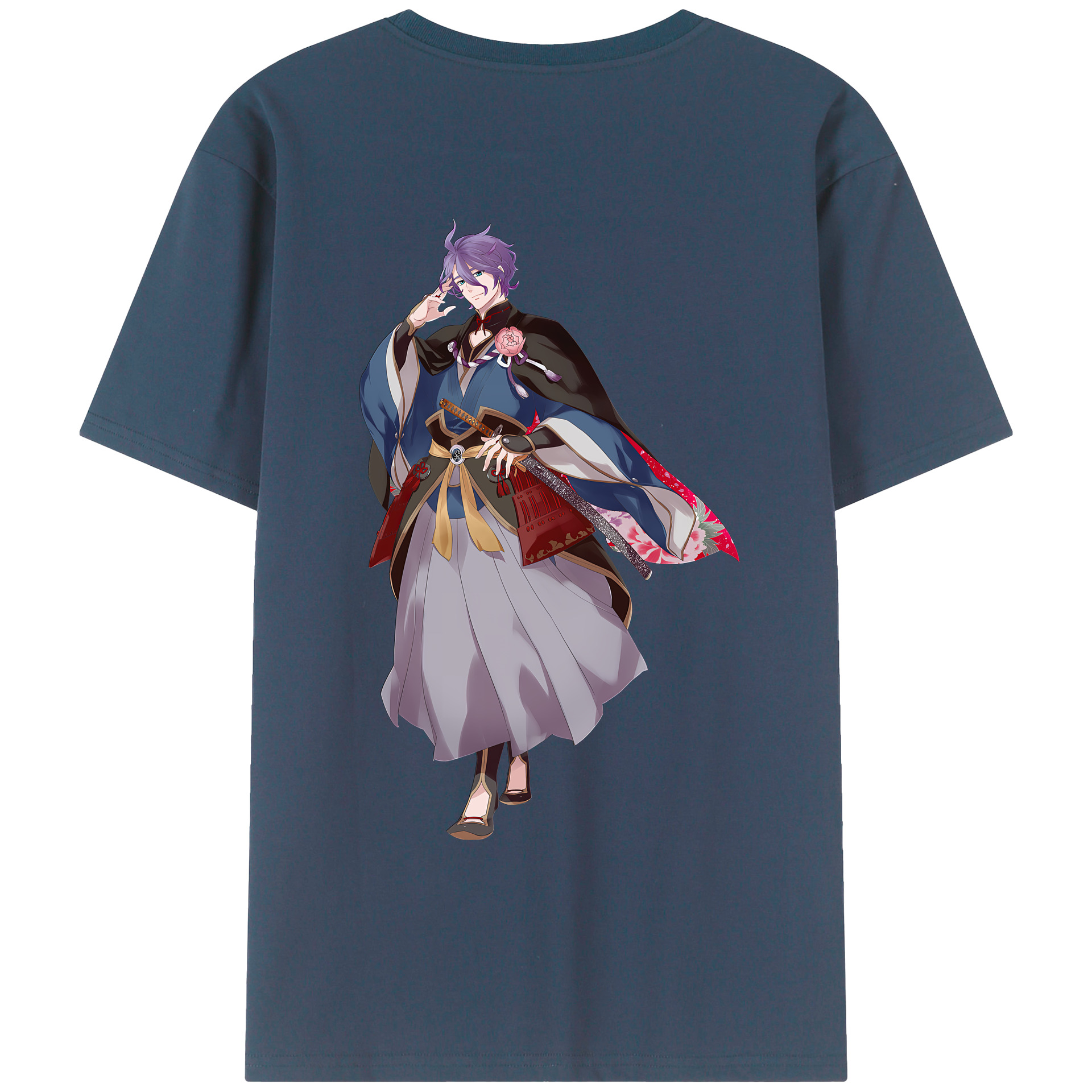 （画像用） 刀剣乱舞 Touken Ranbu 綿100％ メンズ半袖Tシャツ（バックプリント） 通気性