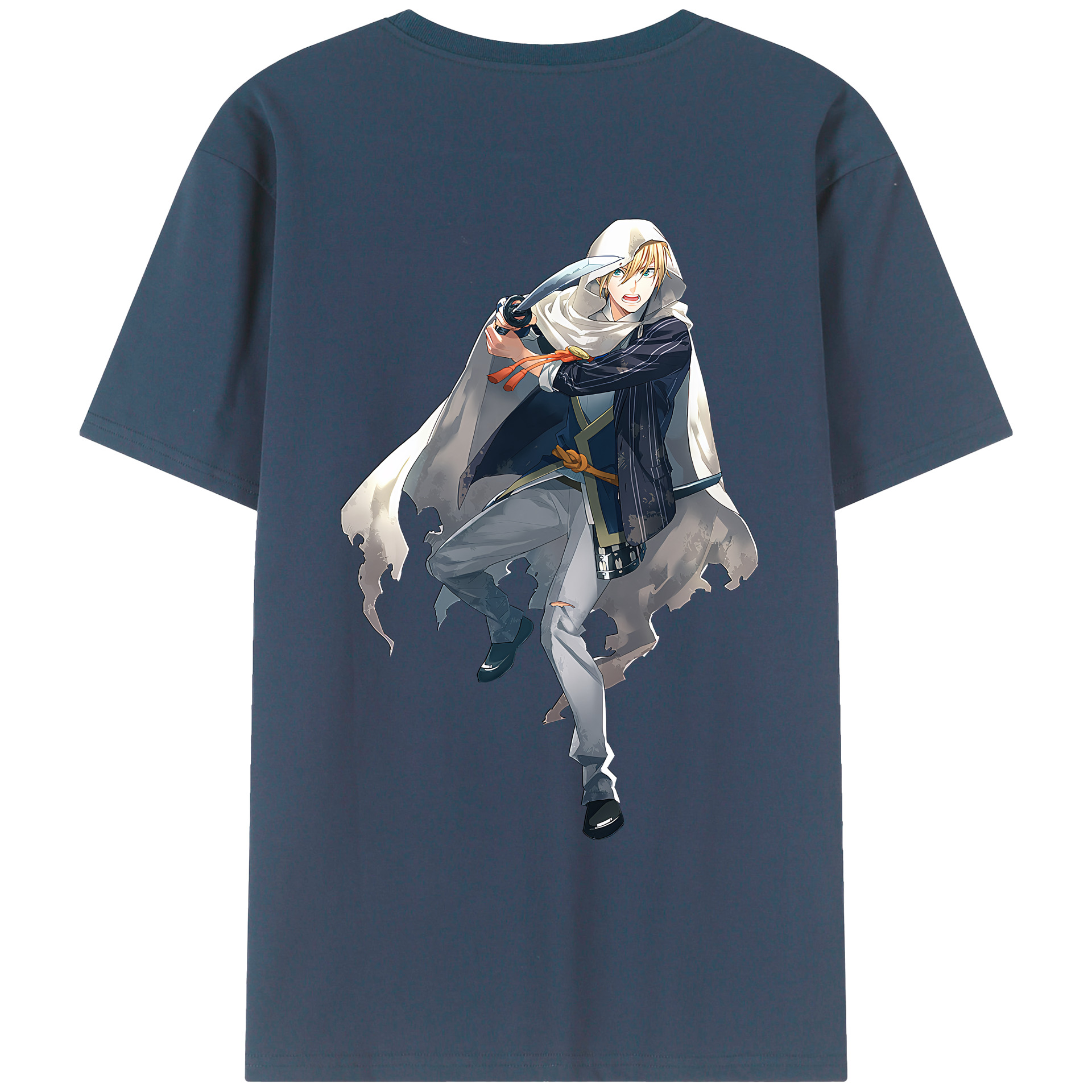 （画像用） 刀剣乱舞 Touken Ranbu 綿100％ メンズ半袖Tシャツ（バックプリント） 通気性