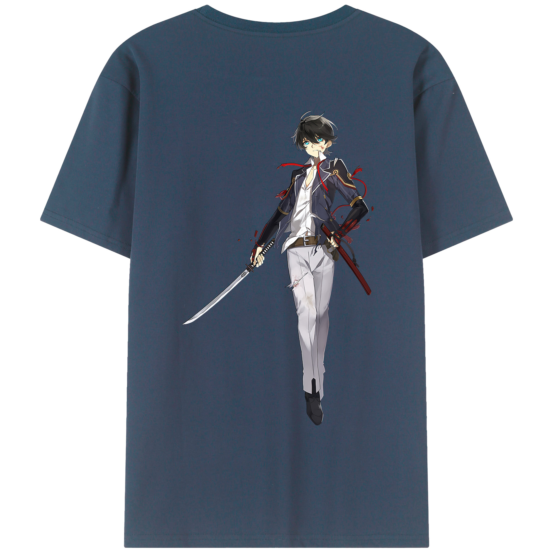 （画像用） 刀剣乱舞 Touken Ranbu 綿100％ メンズ半袖Tシャツ（バックプリント） 通気性