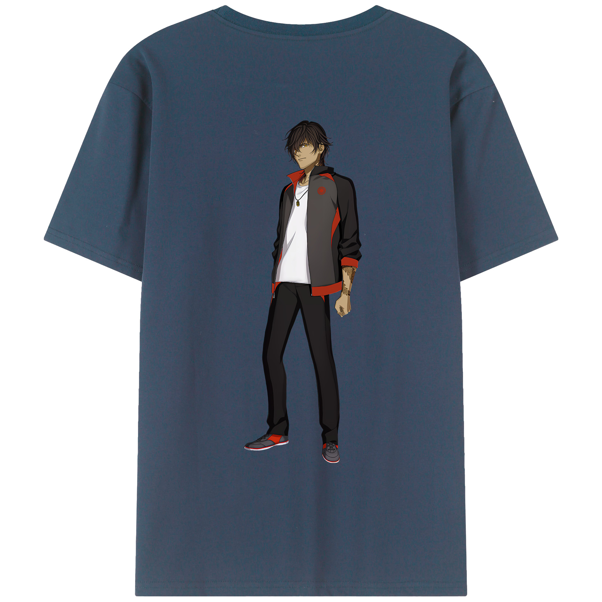 （画像用） 刀剣乱舞 Touken Ranbu 綿100％ メンズ半袖Tシャツ（バックプリント） 通気性