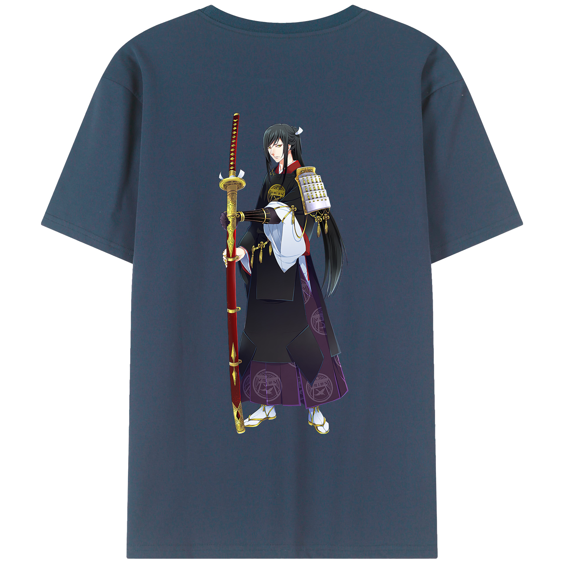 （画像用） 刀剣乱舞 Touken Ranbu 綿100％ メンズ半袖Tシャツ（バックプリント） 通気性