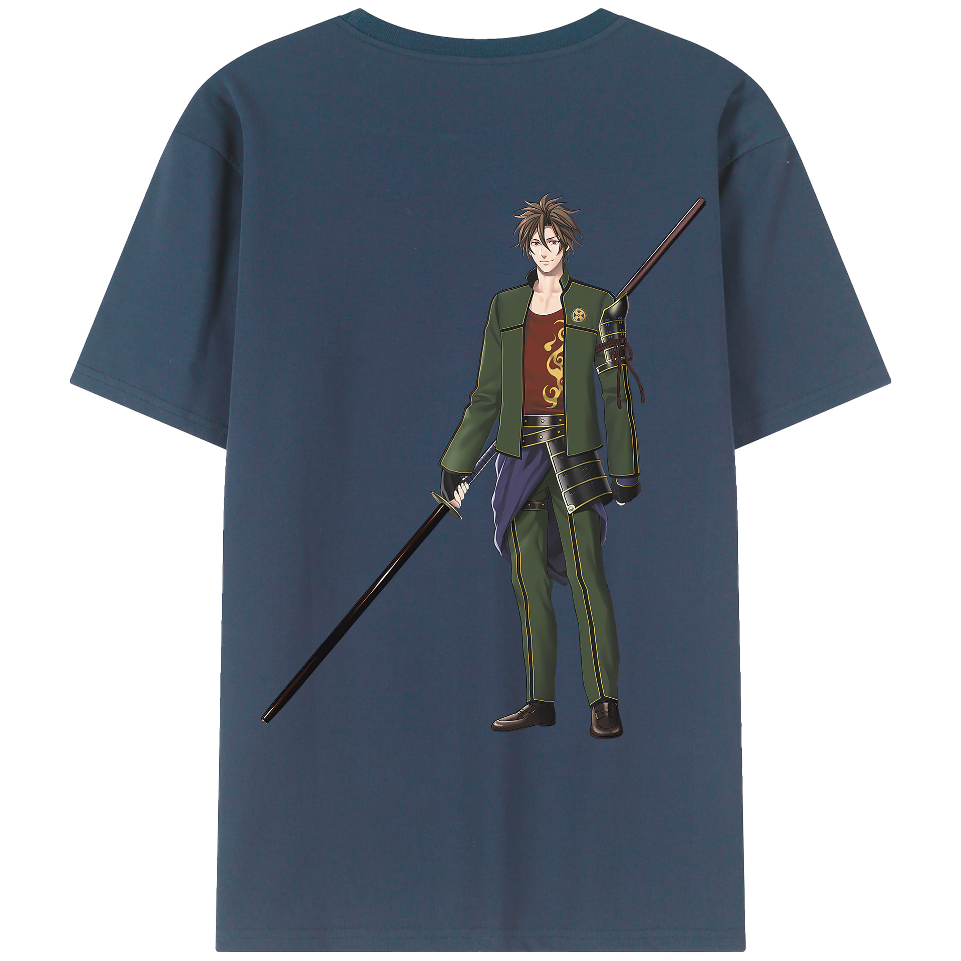 （画像用） 刀剣乱舞 Touken Ranbu 綿100％ メンズ半袖Tシャツ（バックプリント） 通気性