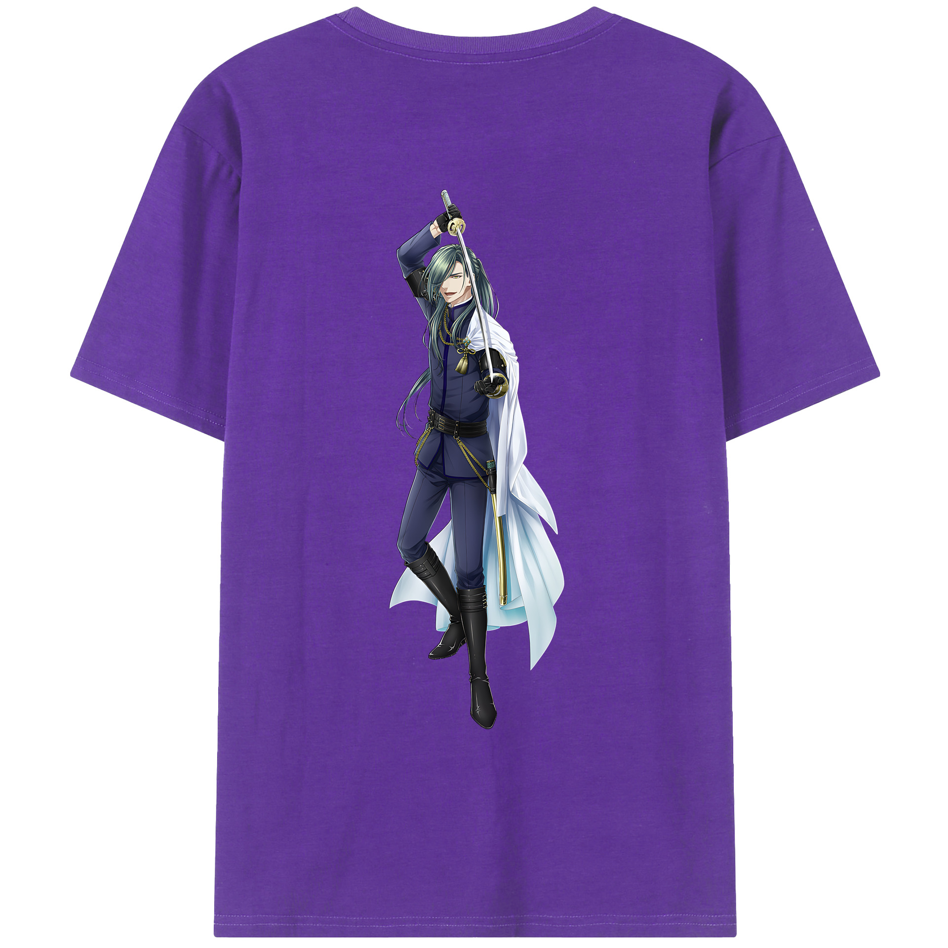 （画像用） 刀剣乱舞 Touken Ranbu 綿100％ メンズ半袖Tシャツ（バックプリント） 通気性