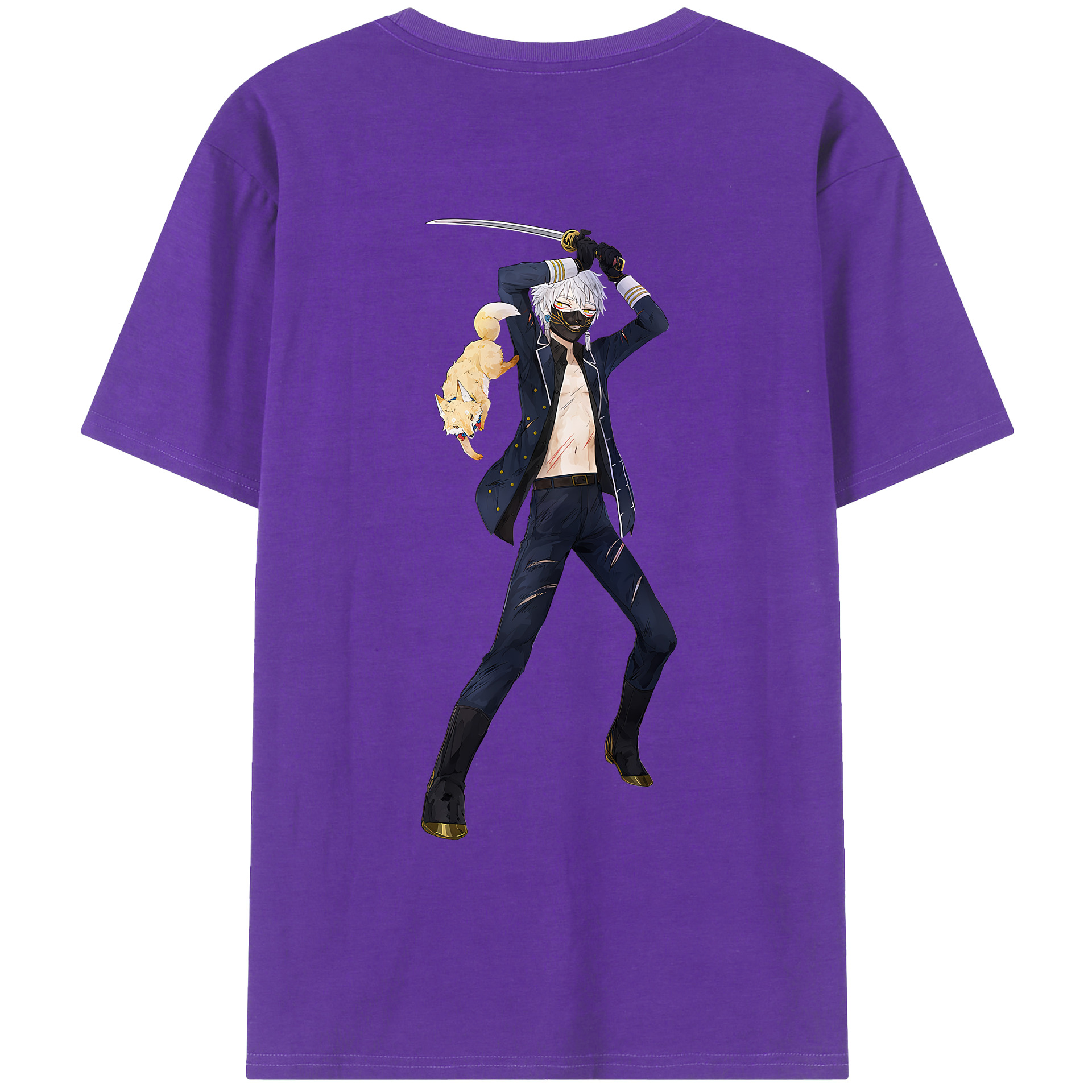 （画像用） 刀剣乱舞 Touken Ranbu 綿100％ メンズ半袖Tシャツ（バックプリント） 通気性