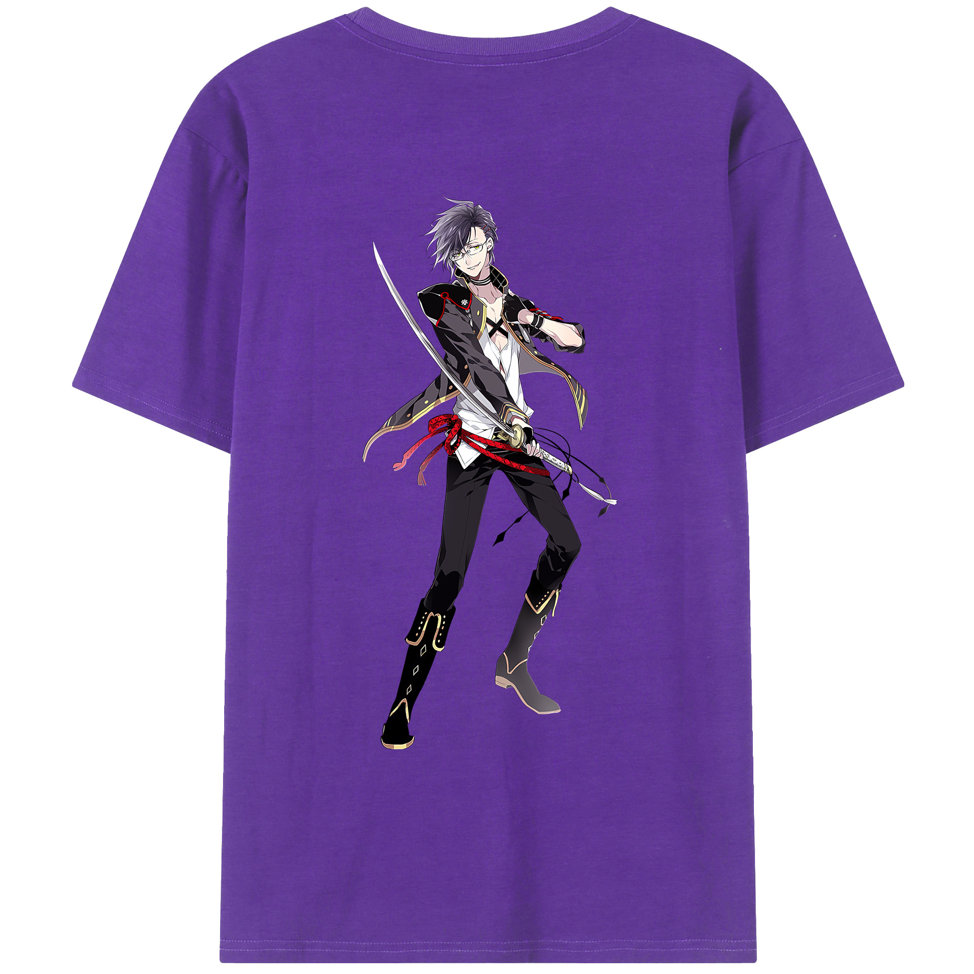 （画像用） 刀剣乱舞 Touken Ranbu 綿100％ メンズ半袖Tシャツ（バックプリント） 通気性