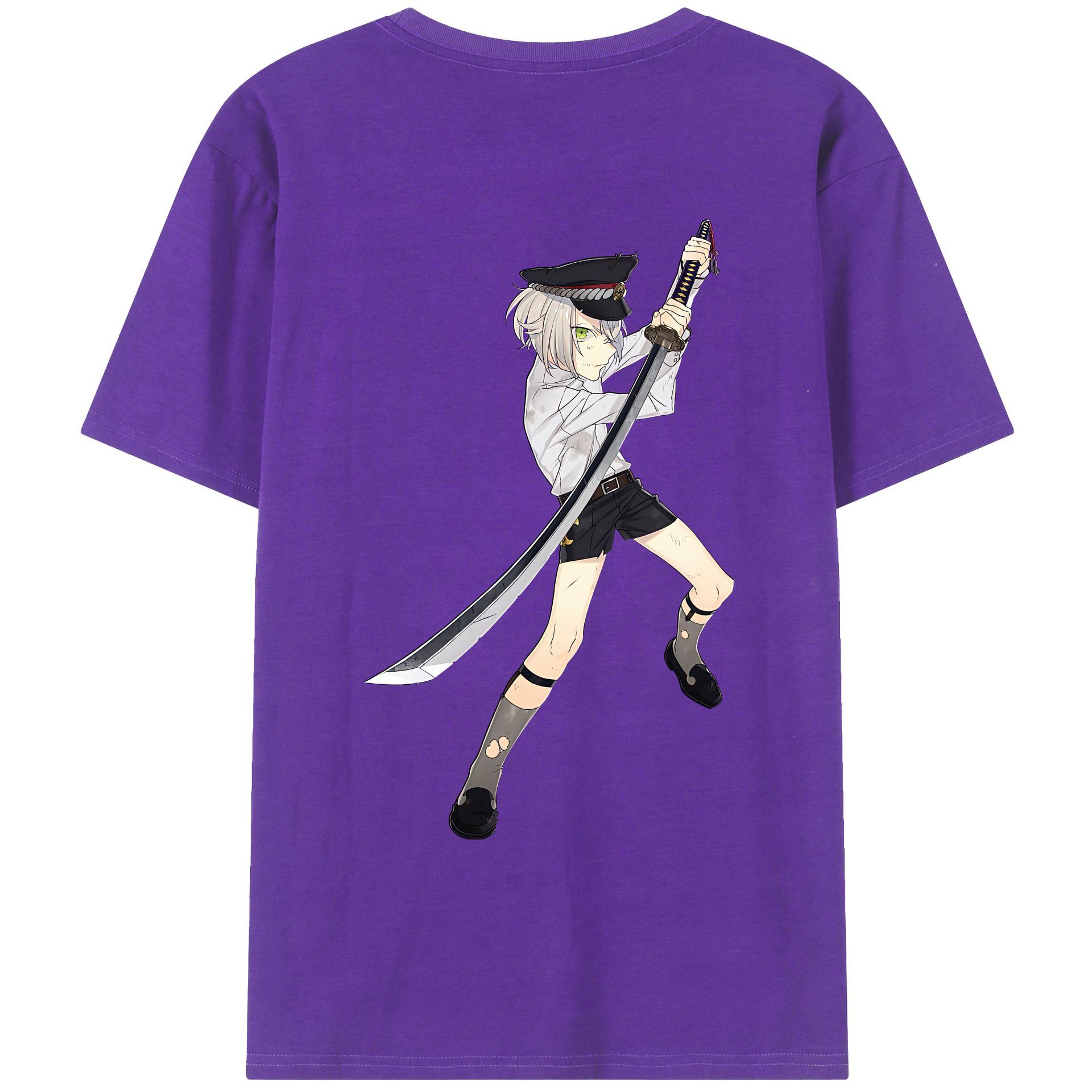 （画像用） 刀剣乱舞 Touken Ranbu 綿100％ メンズ半袖Tシャツ（バックプリント） 通気性