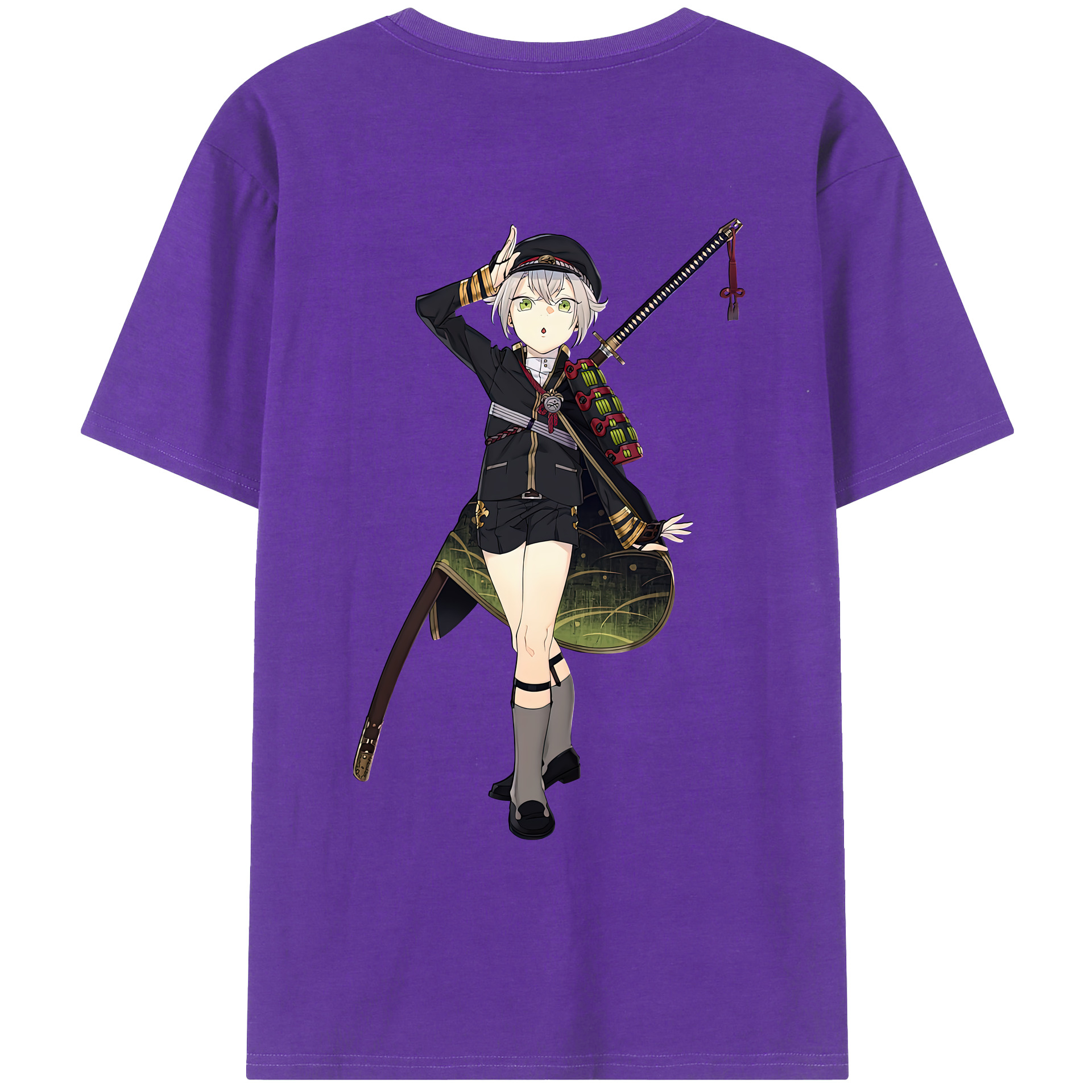 （画像用） 刀剣乱舞 Touken Ranbu 綿100％ メンズ半袖Tシャツ（バックプリント） 通気性