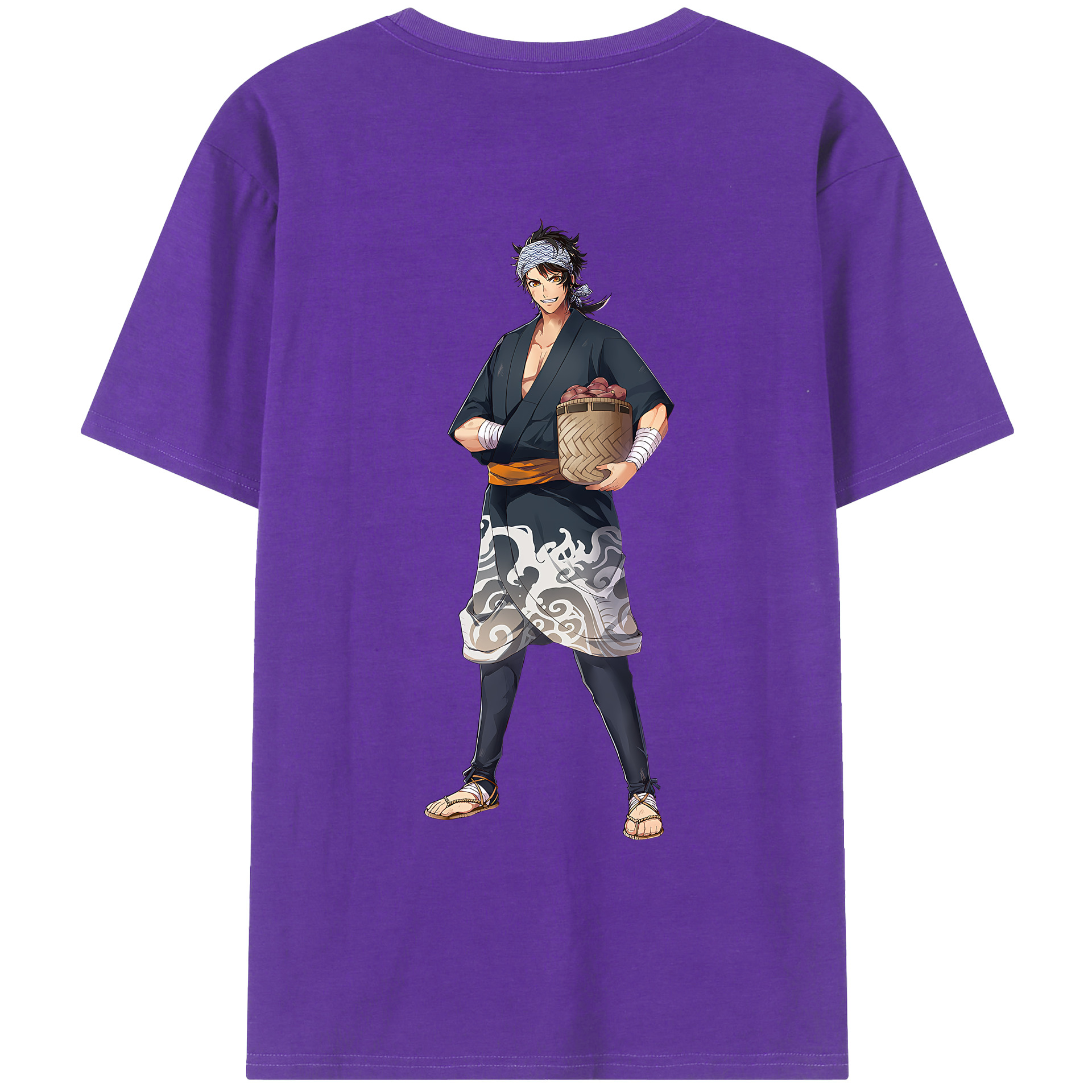 （画像用） 刀剣乱舞 Touken Ranbu 綿100％ メンズ半袖Tシャツ（バックプリント） 通気性