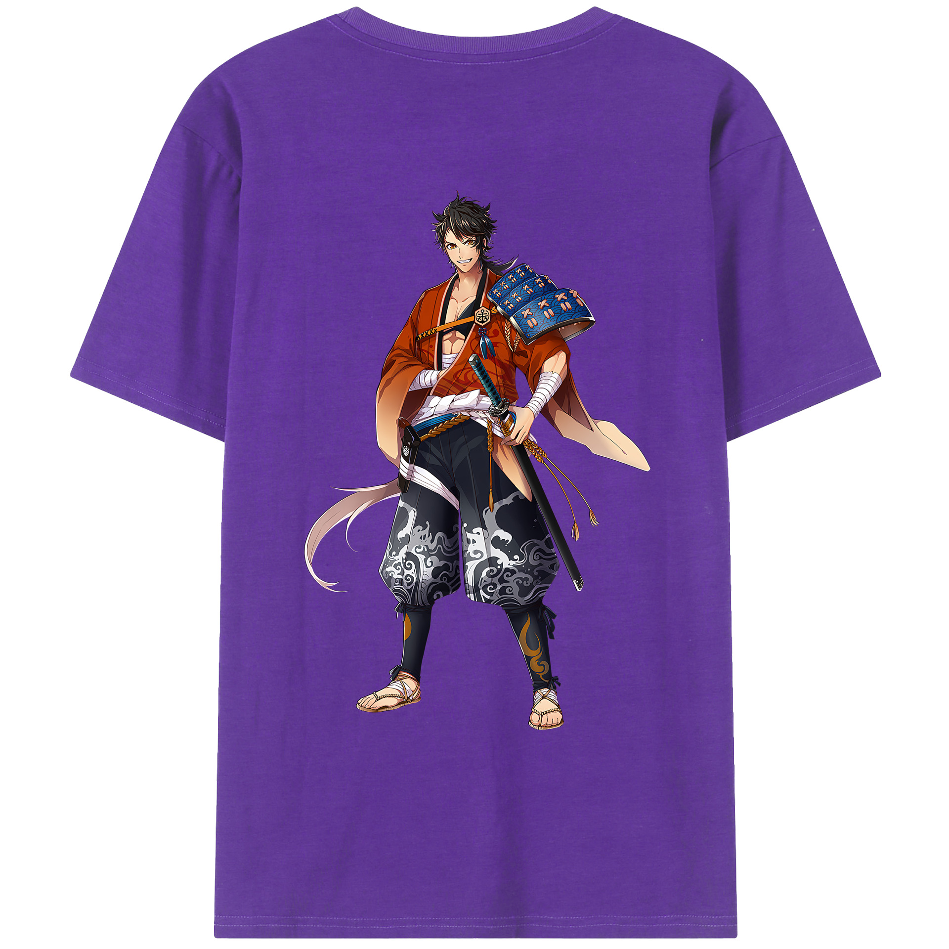 （画像用） 刀剣乱舞 Touken Ranbu 綿100％ メンズ半袖Tシャツ（バックプリント） 通気性