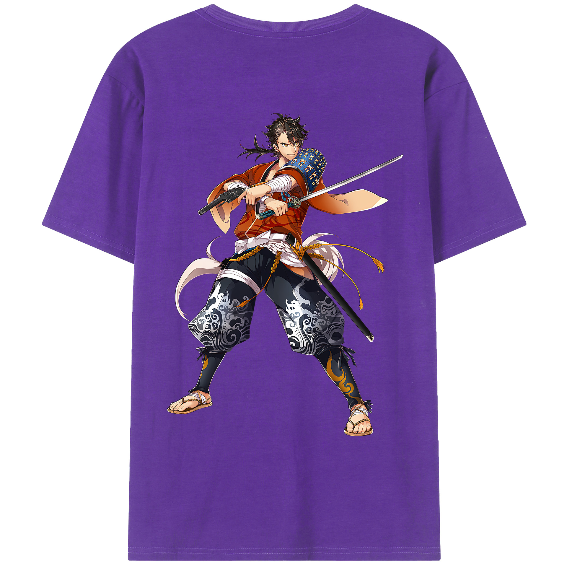 （画像用） 刀剣乱舞 Touken Ranbu 綿100％ メンズ半袖Tシャツ（バックプリント） 通気性