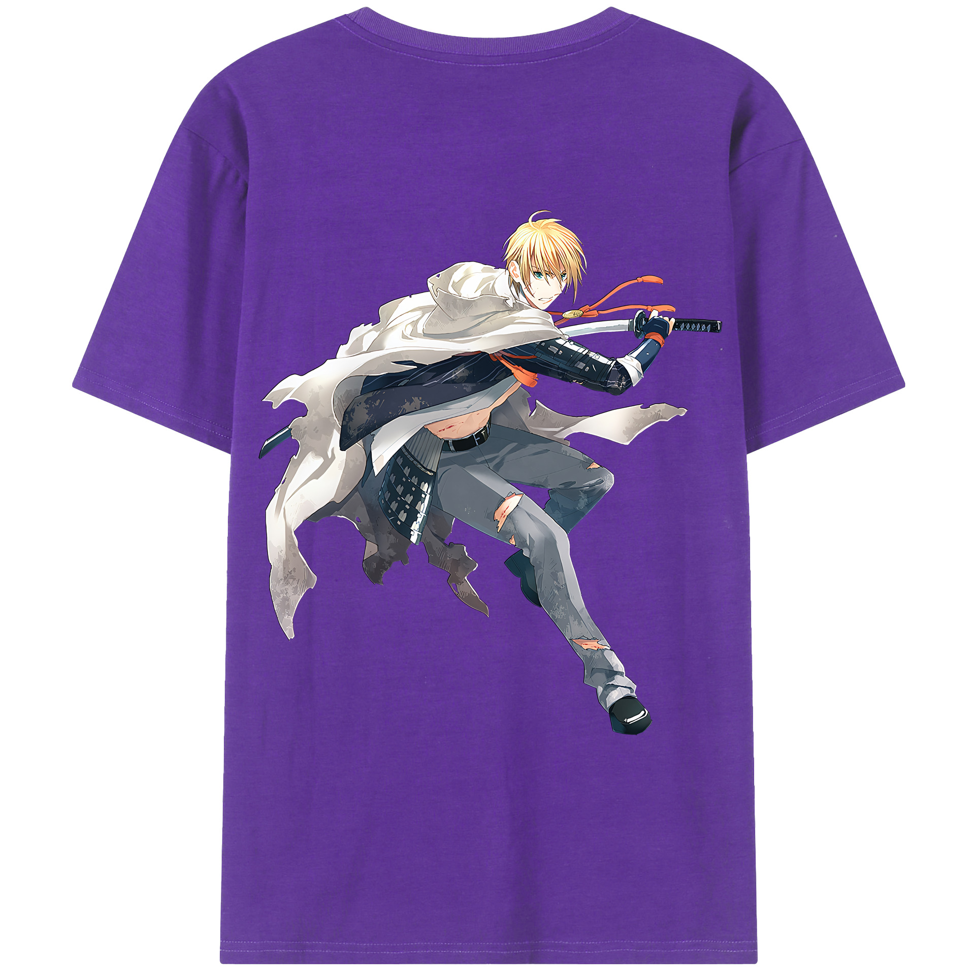 （画像用） 刀剣乱舞 Touken Ranbu 綿100％ メンズ半袖Tシャツ（バックプリント） 通気性