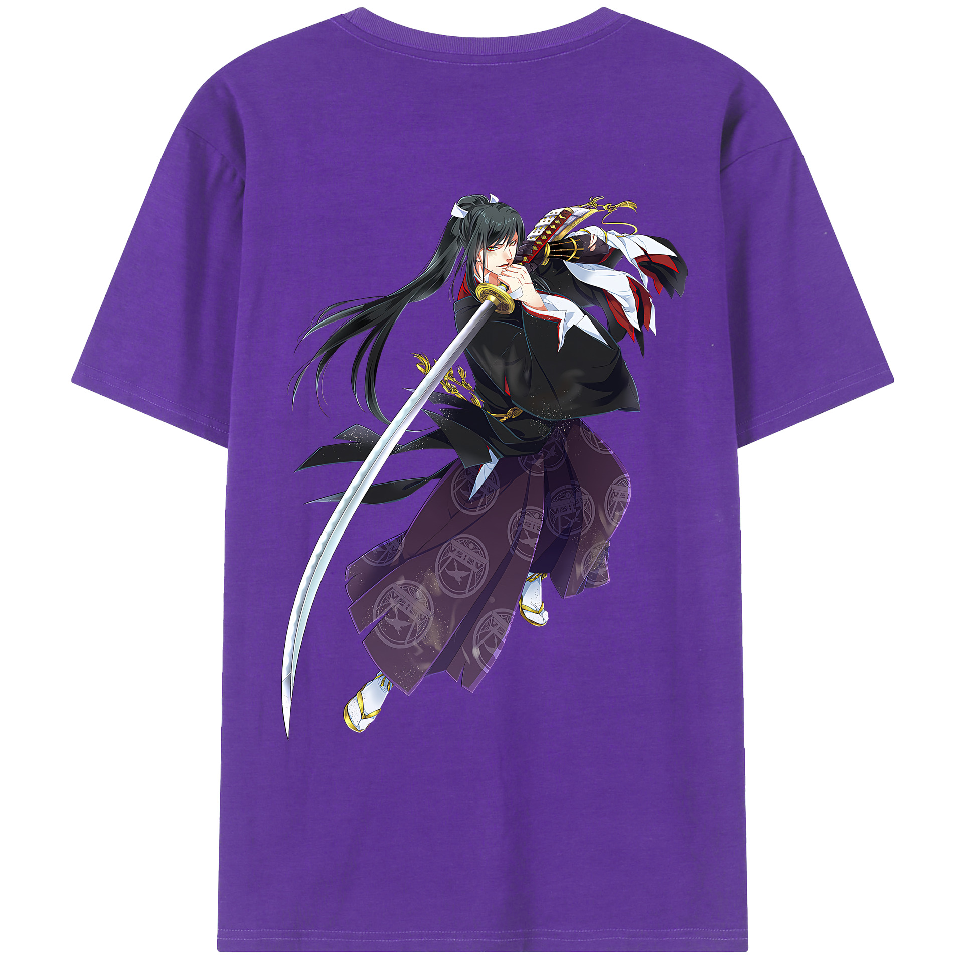 （画像用） 刀剣乱舞 Touken Ranbu 綿100％ メンズ半袖Tシャツ（バックプリント） 通気性